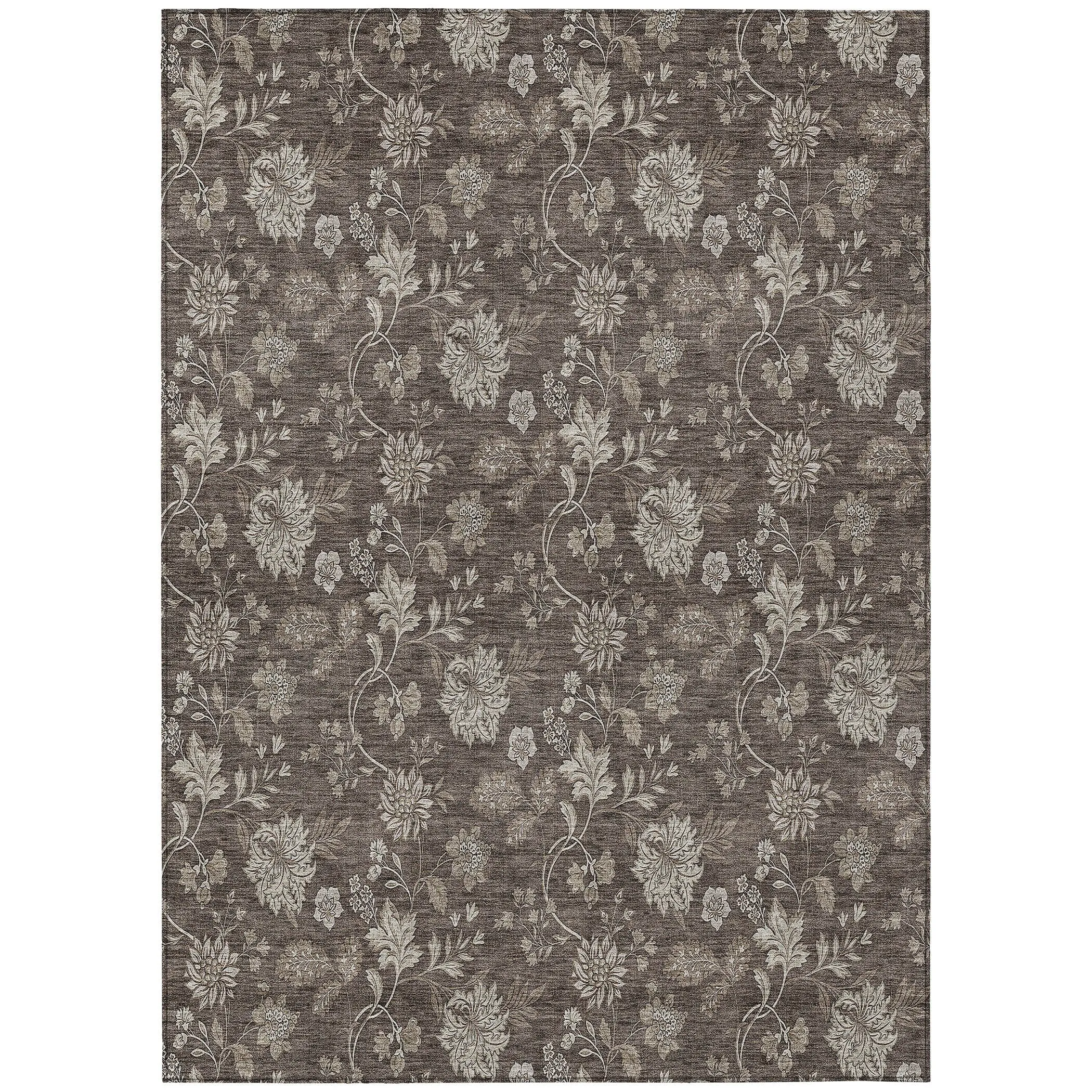 Machine Washable Indoor/ Outdoor Chantille Floral Farmhouse Rug