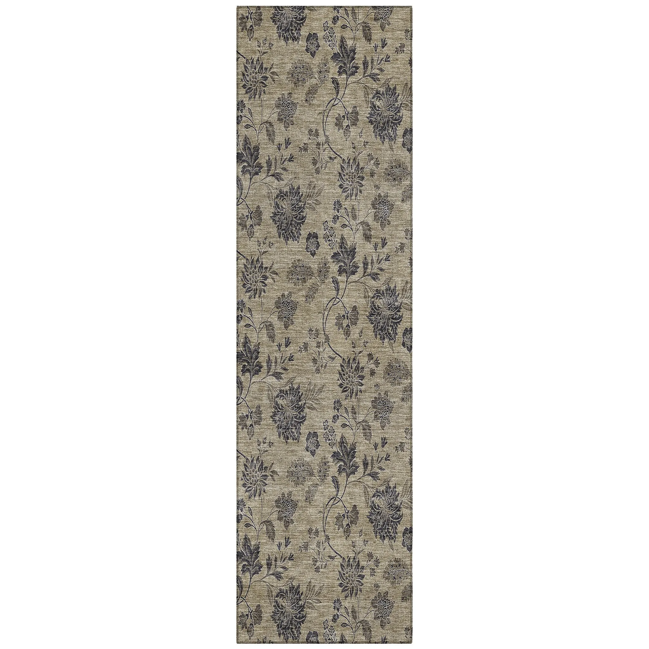 Machine Washable Indoor/ Outdoor Chantille Floral Farmhouse Rug
