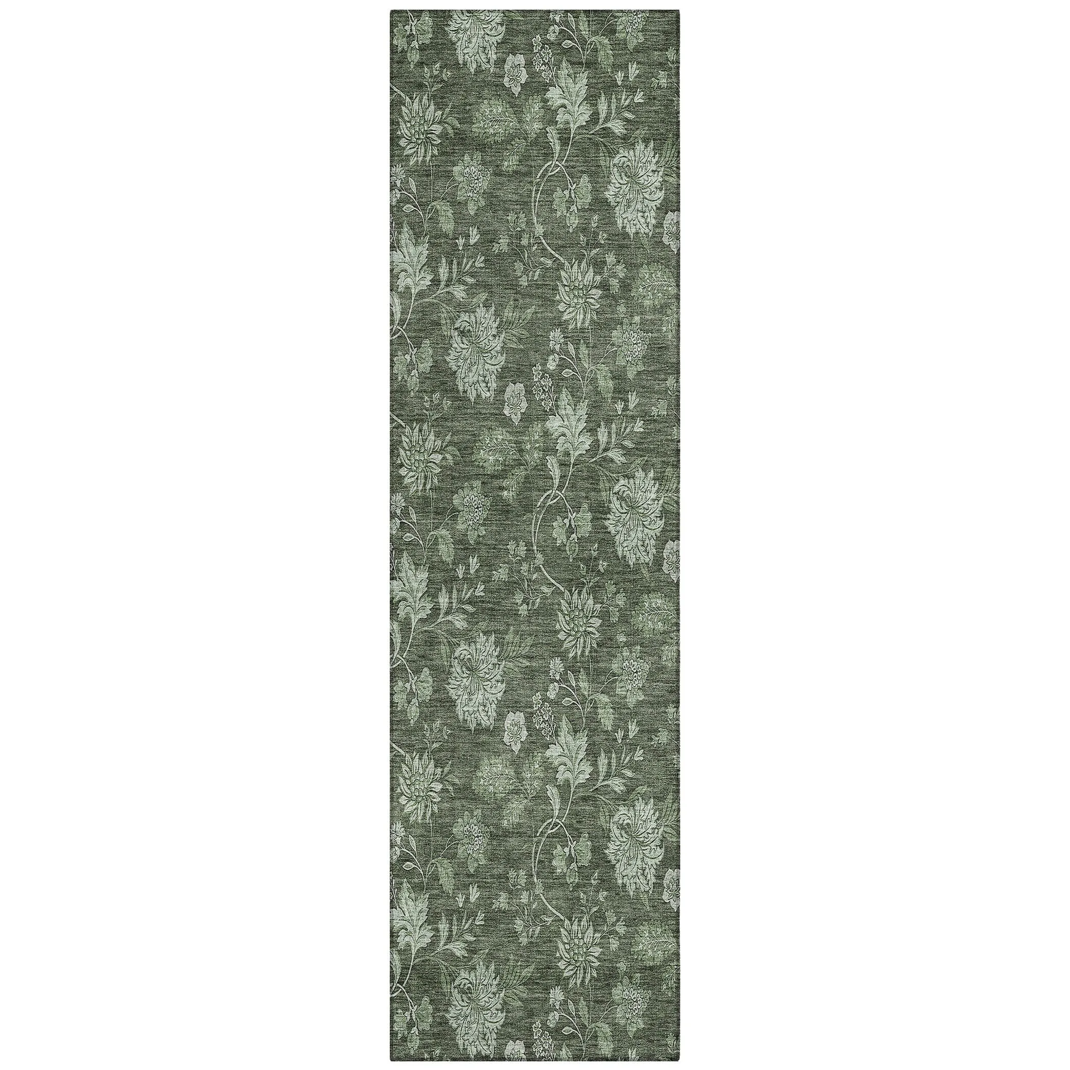 Machine Washable Indoor/ Outdoor Chantille Floral Farmhouse Rug