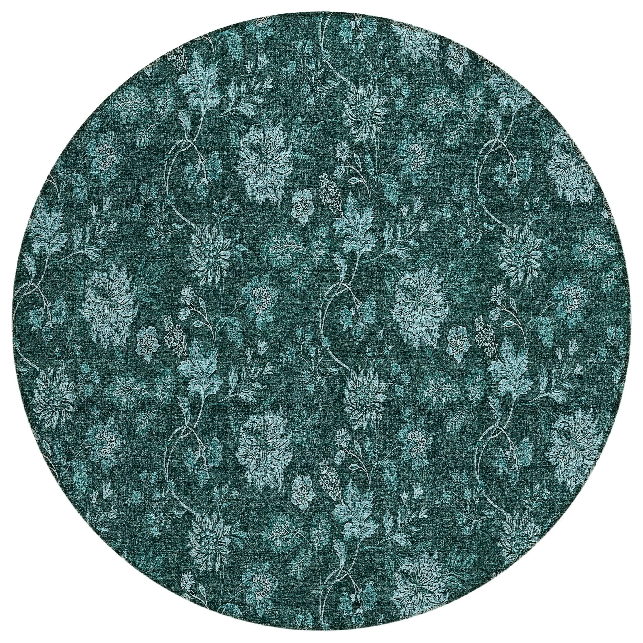 Machine Washable Indoor/ Outdoor Chantille Floral Farmhouse Rug