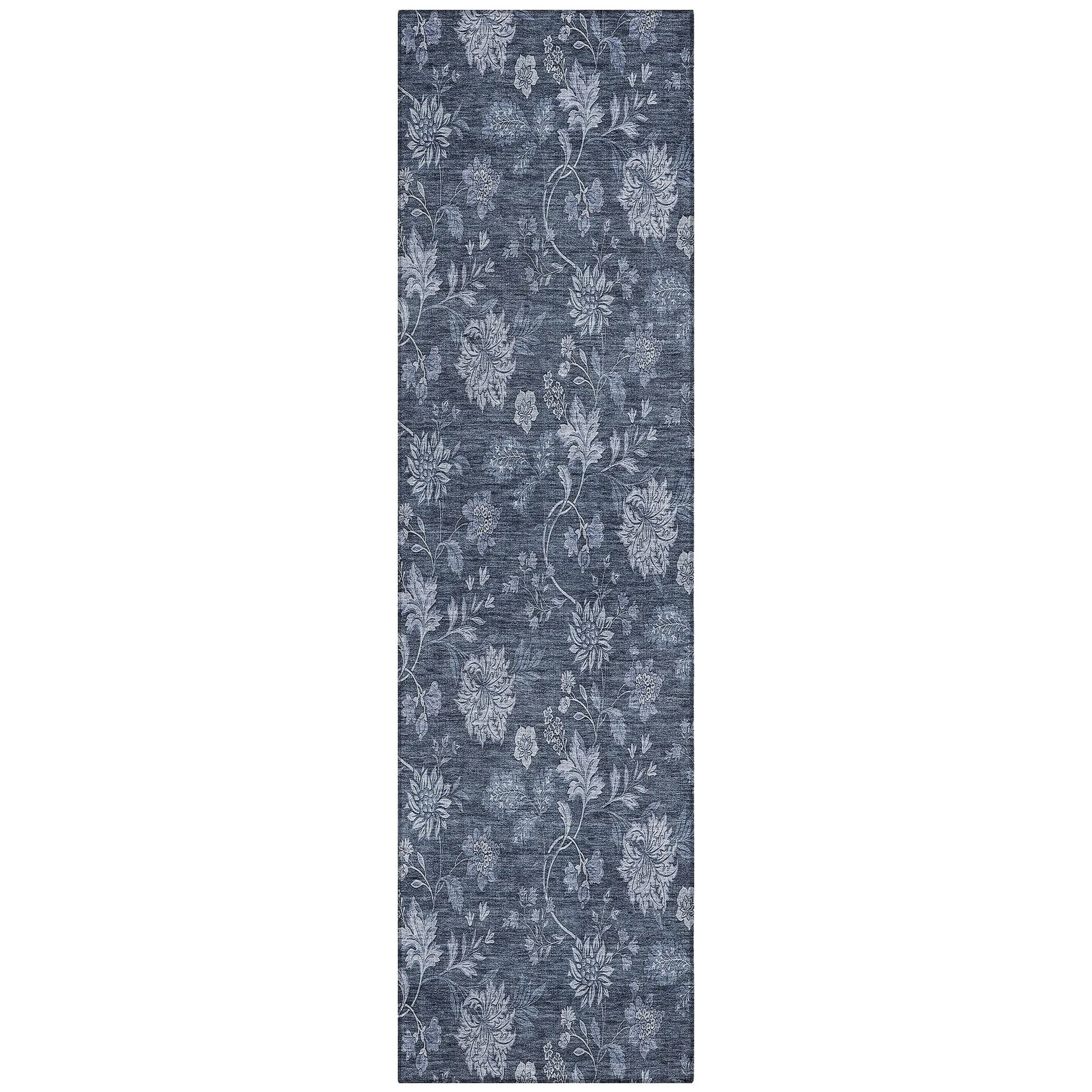 Machine Washable Indoor/ Outdoor Chantille Floral Farmhouse Rug