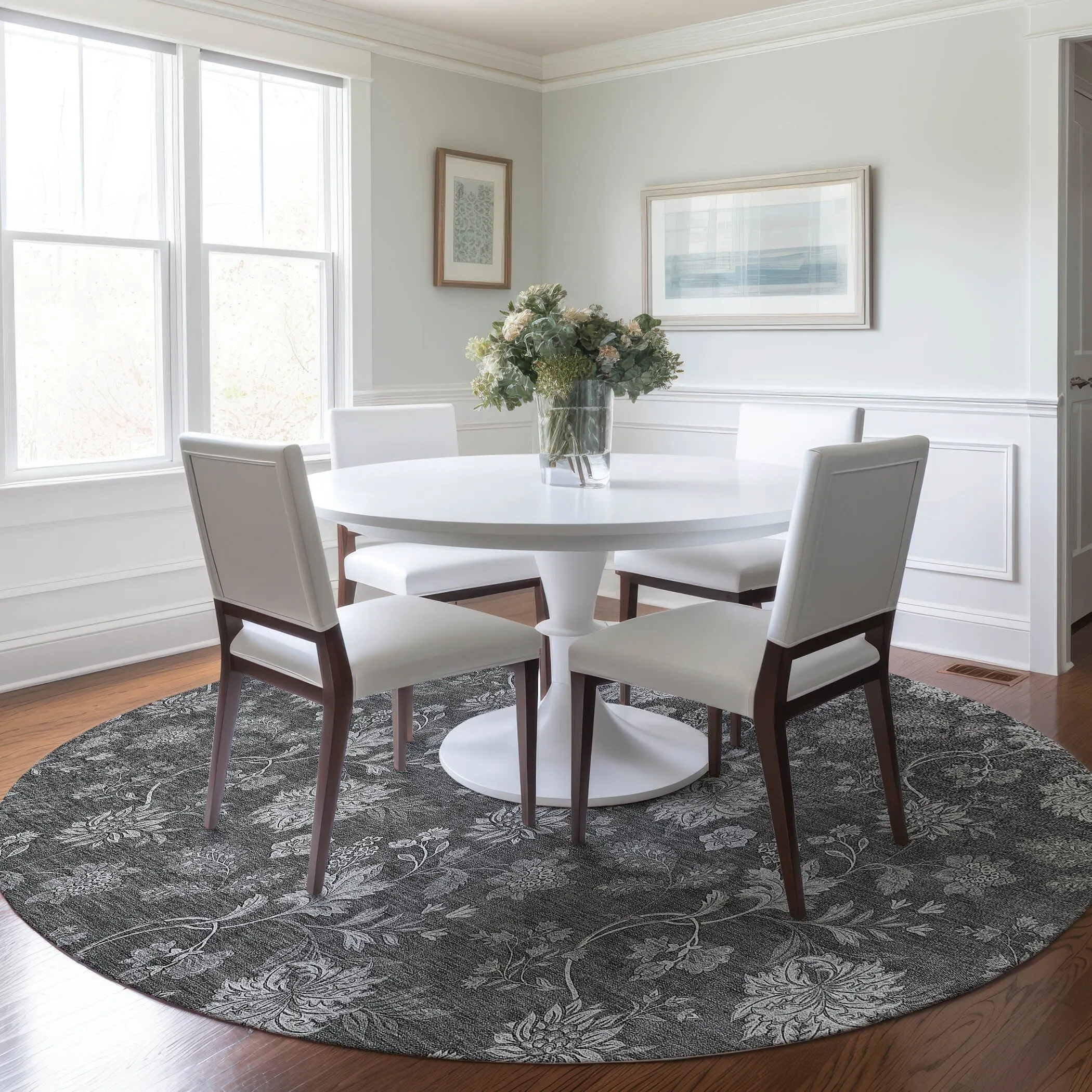 Machine Washable Indoor/ Outdoor Chantille Floral Farmhouse Rug