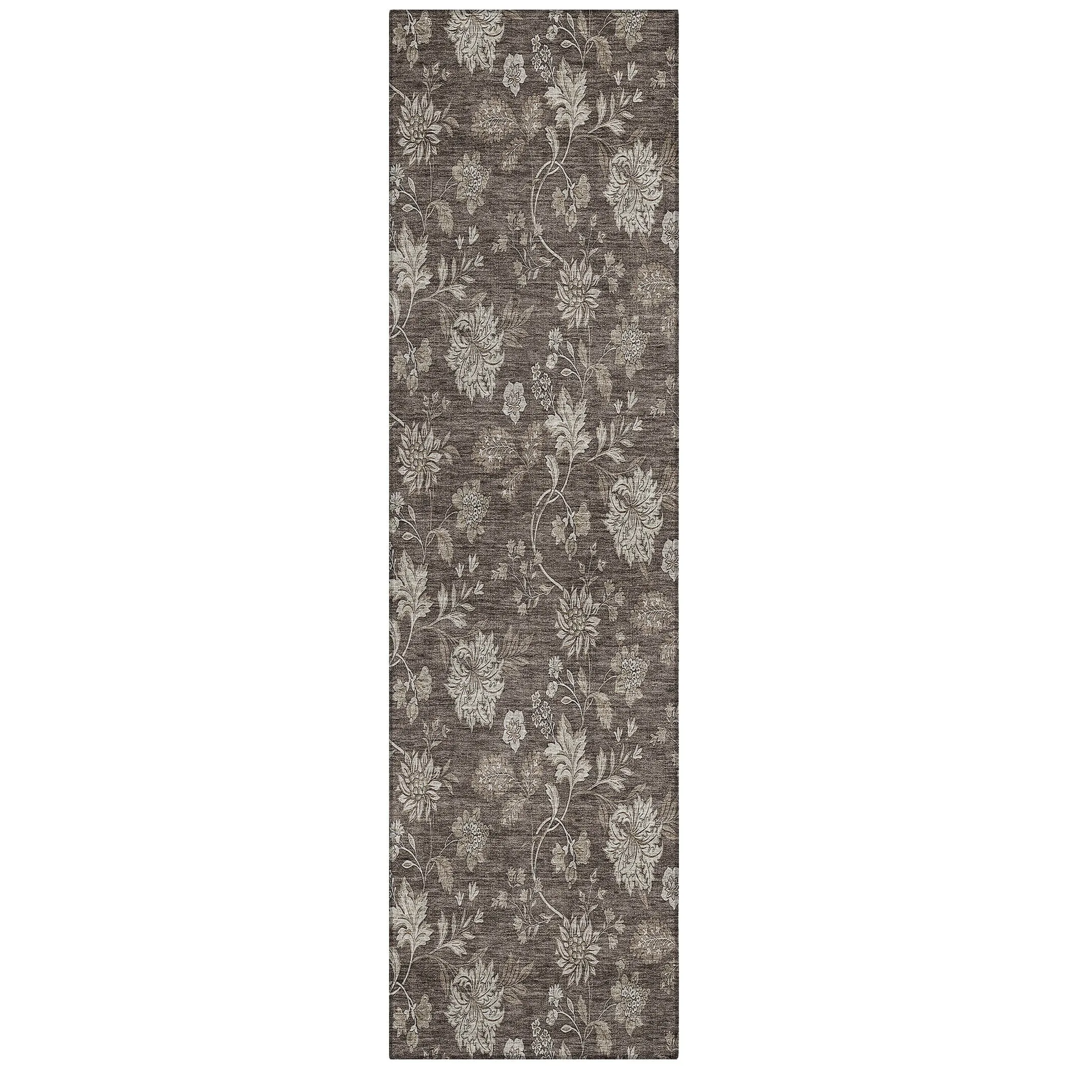 Machine Washable Indoor/ Outdoor Chantille Floral Farmhouse Rug
