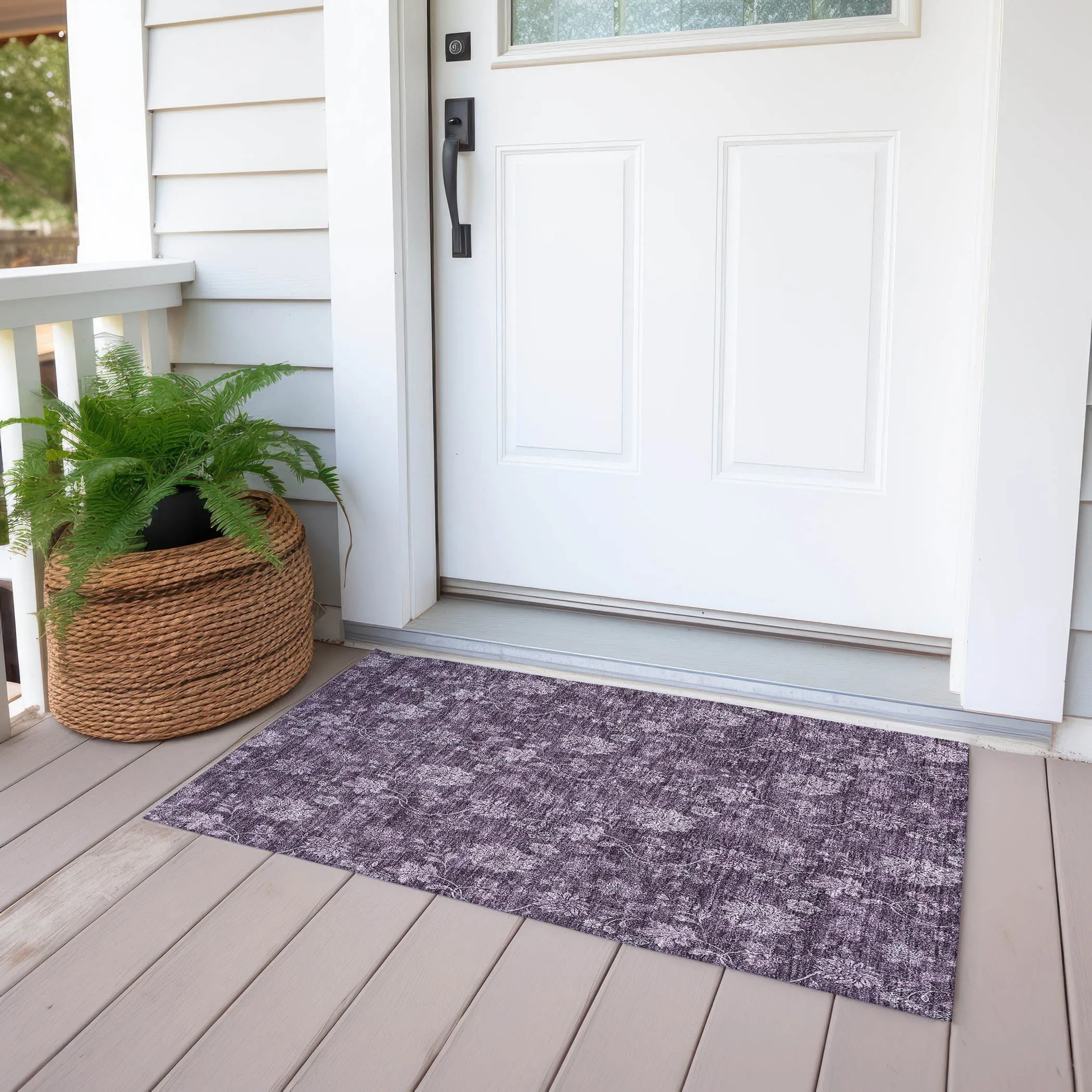 Machine Washable Indoor/ Outdoor Chantille Floral Farmhouse Rug