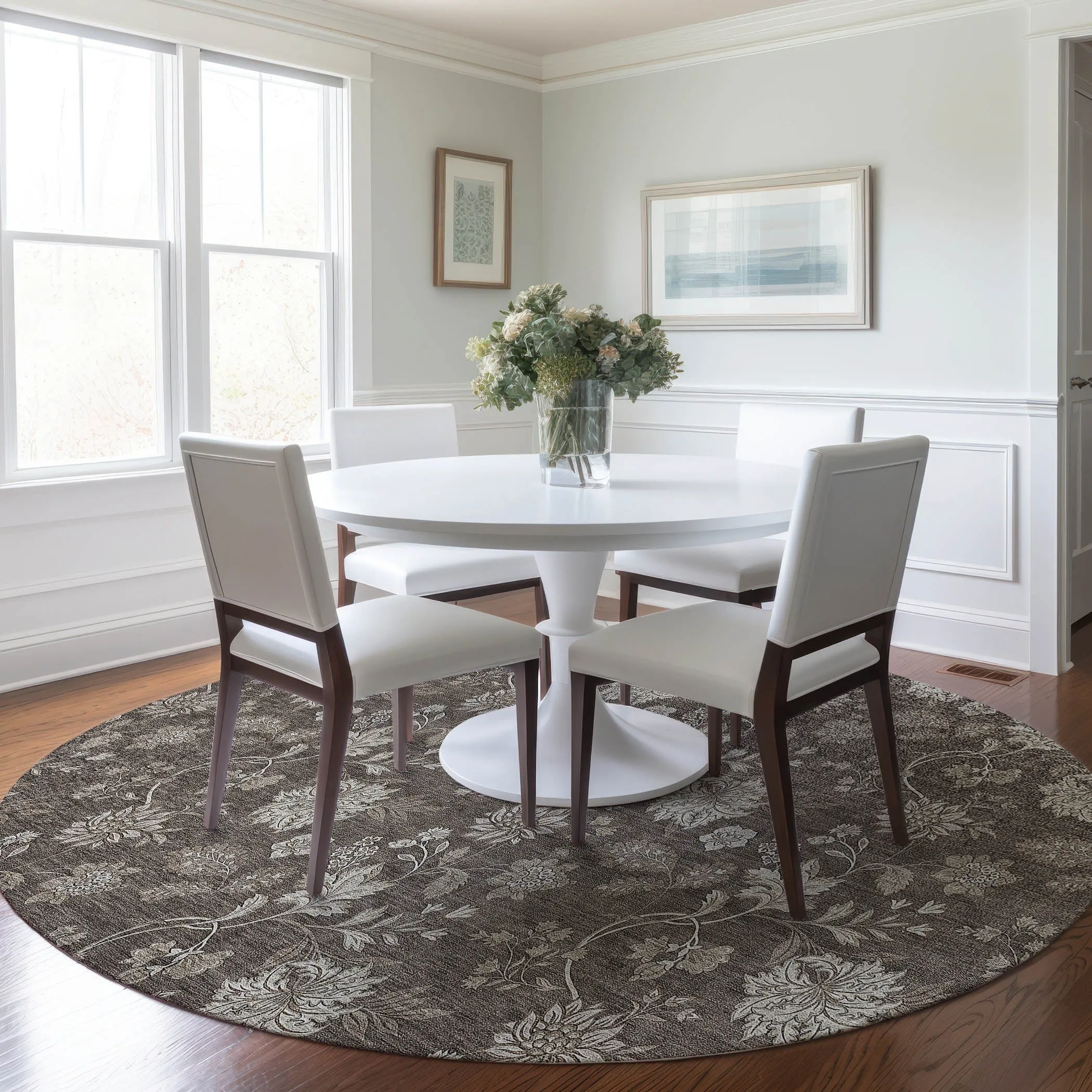 Machine Washable Indoor/ Outdoor Chantille Floral Farmhouse Rug
