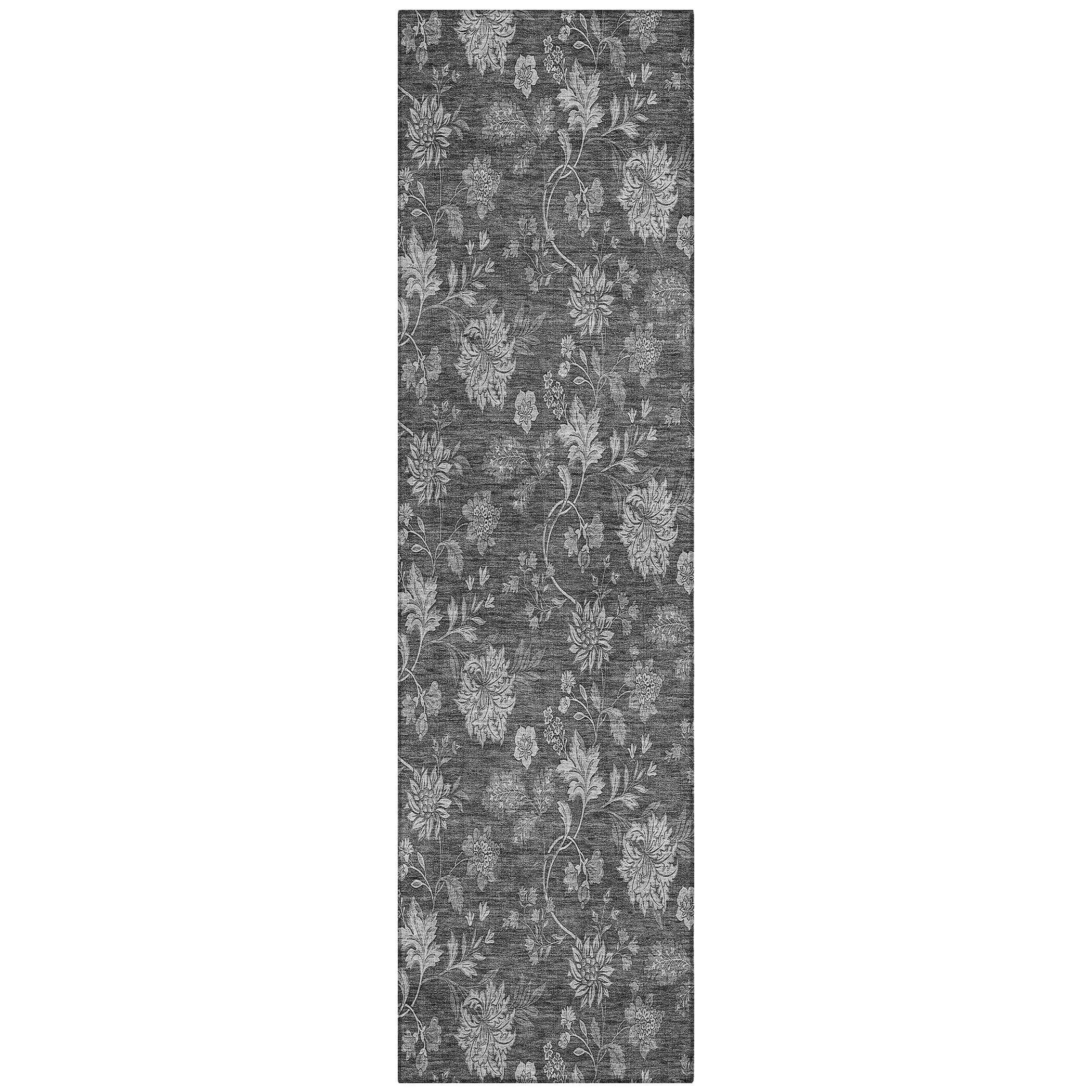 Machine Washable Indoor/ Outdoor Chantille Floral Farmhouse Rug