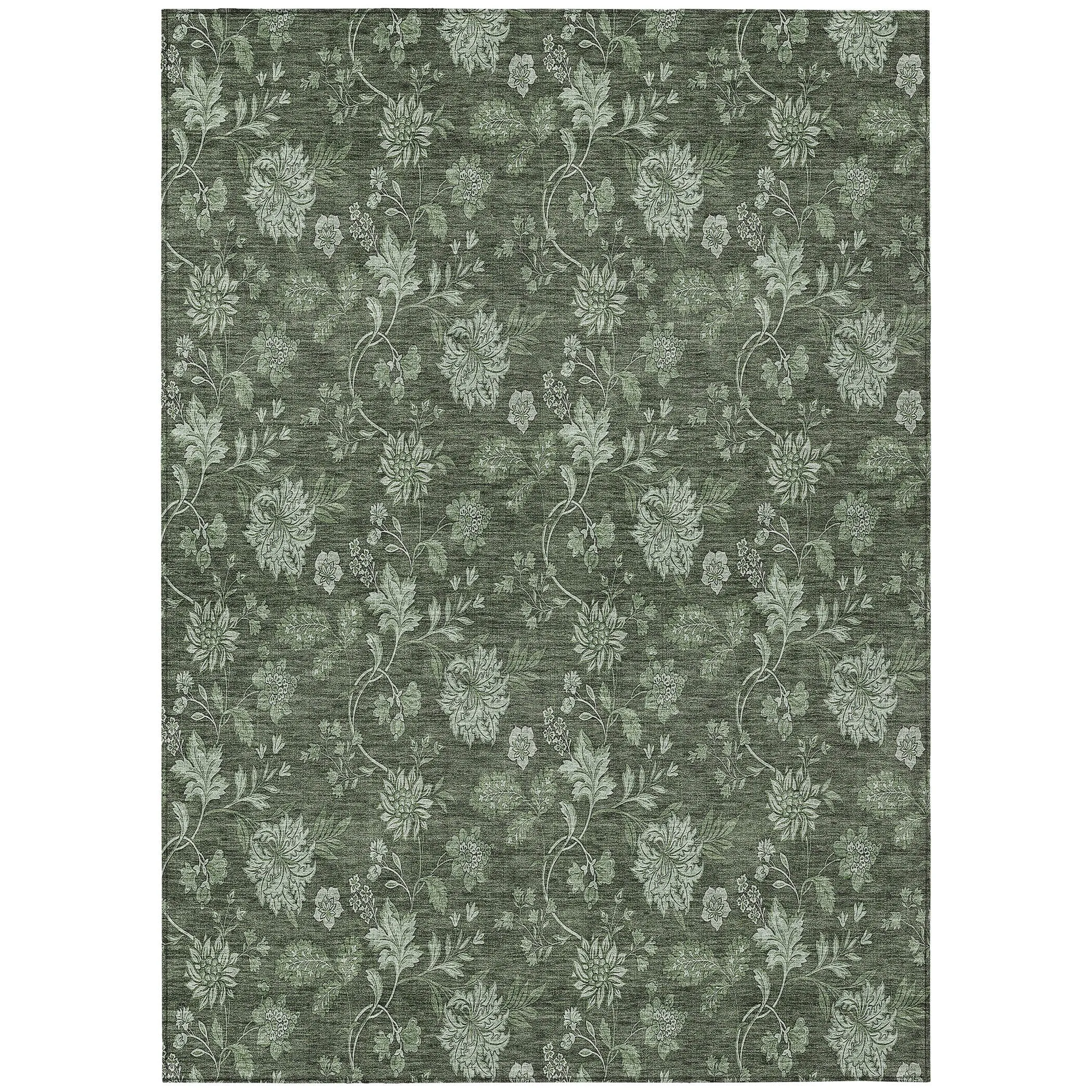 Machine Washable Indoor/ Outdoor Chantille Floral Farmhouse Rug