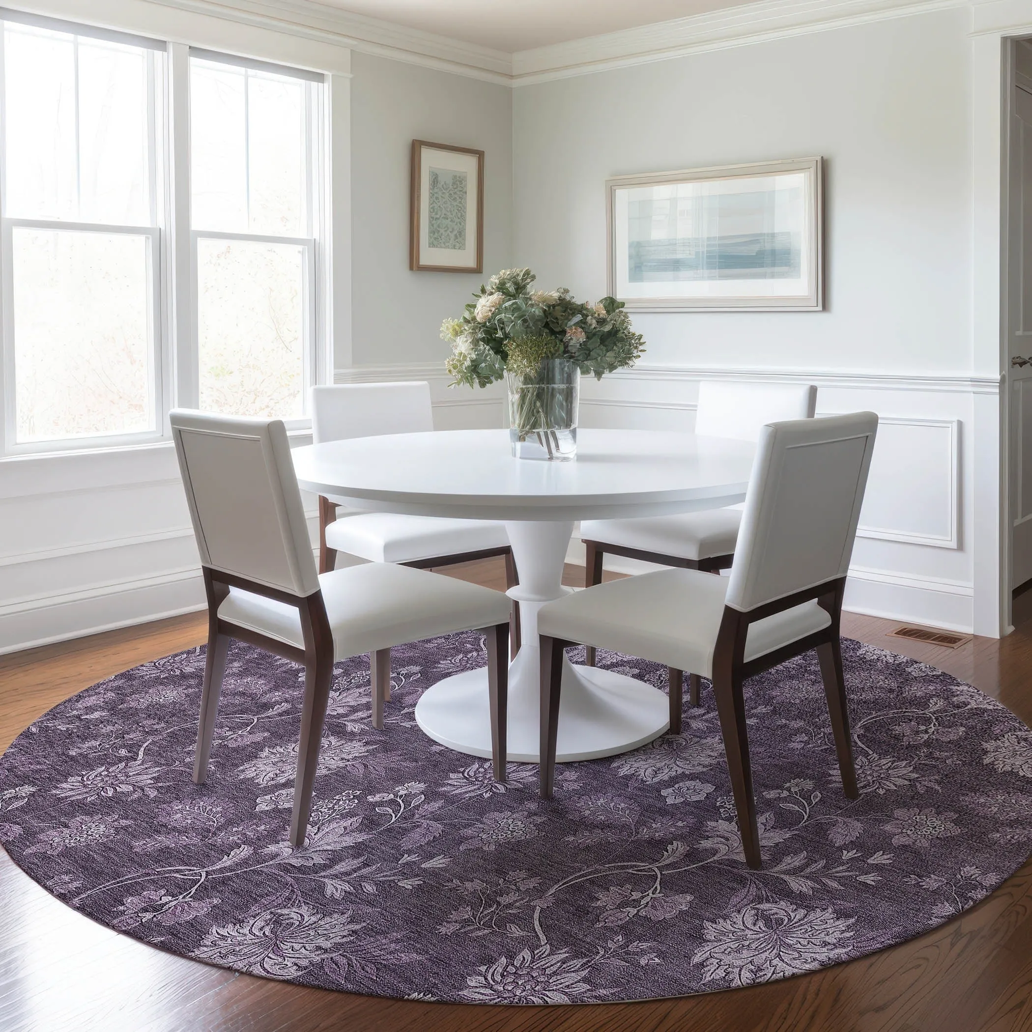 Machine Washable Indoor/ Outdoor Chantille Floral Farmhouse Rug