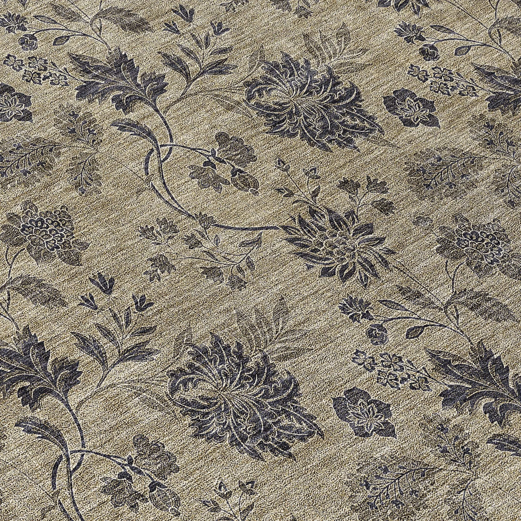 Machine Washable Indoor/ Outdoor Chantille Floral Farmhouse Rug