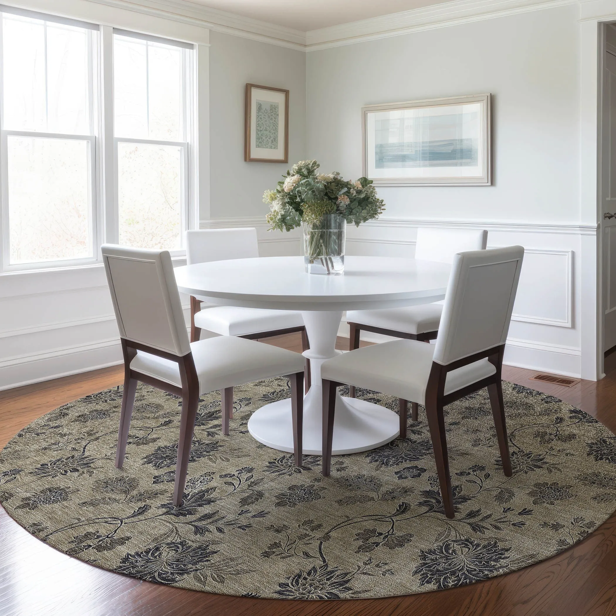 Machine Washable Indoor/ Outdoor Chantille Floral Farmhouse Rug