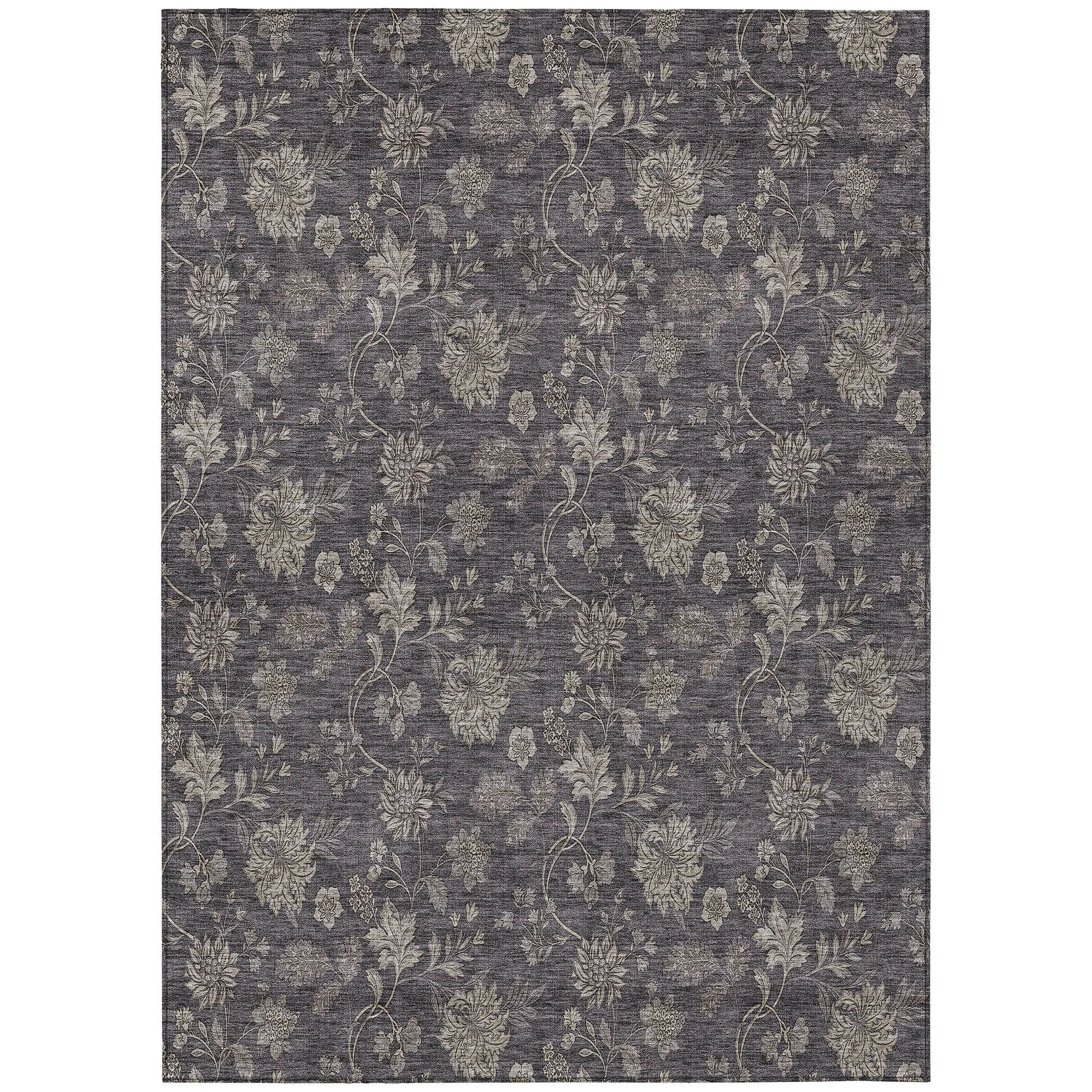 Machine Washable Indoor/ Outdoor Chantille Floral Farmhouse Rug