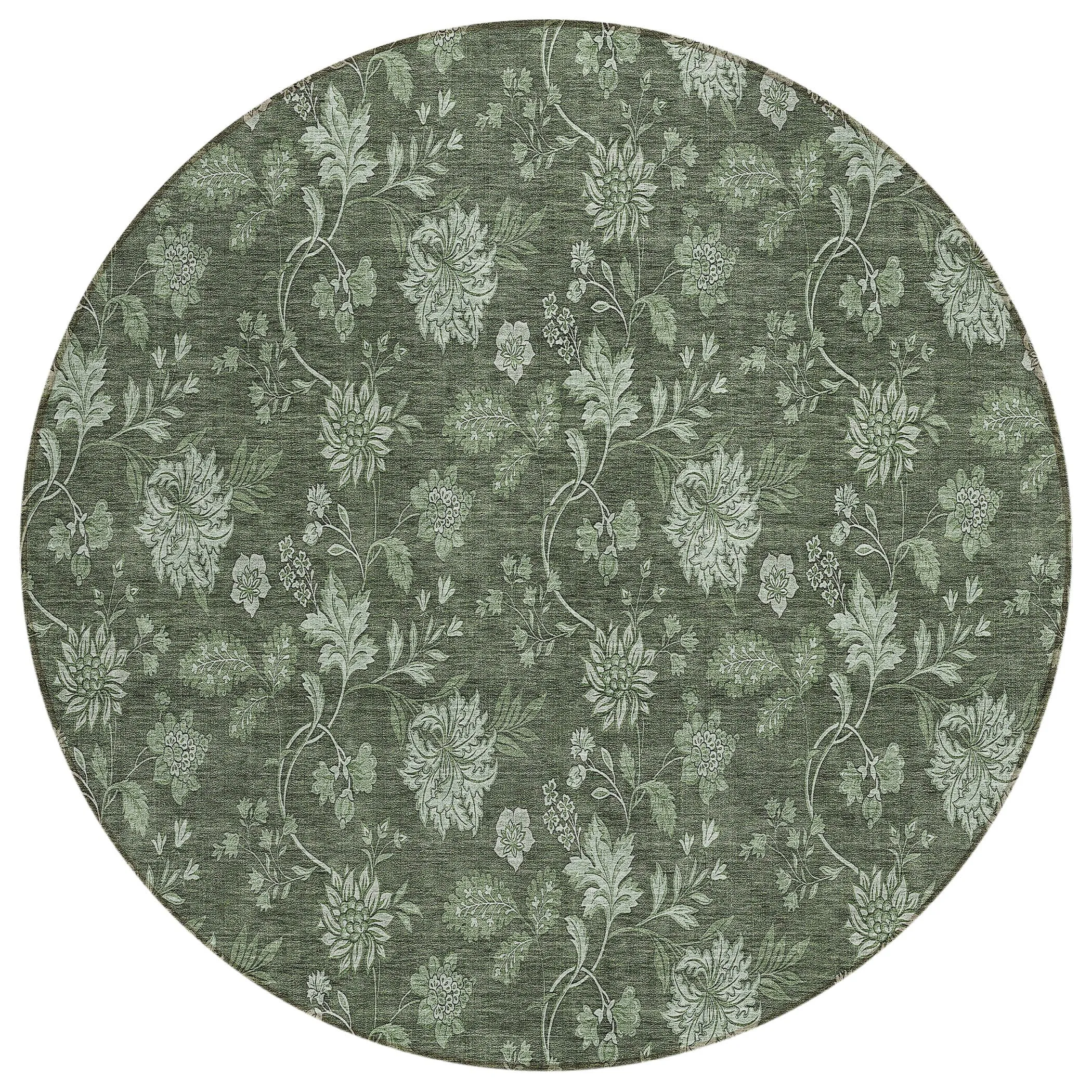 Machine Washable Indoor/ Outdoor Chantille Floral Farmhouse Rug