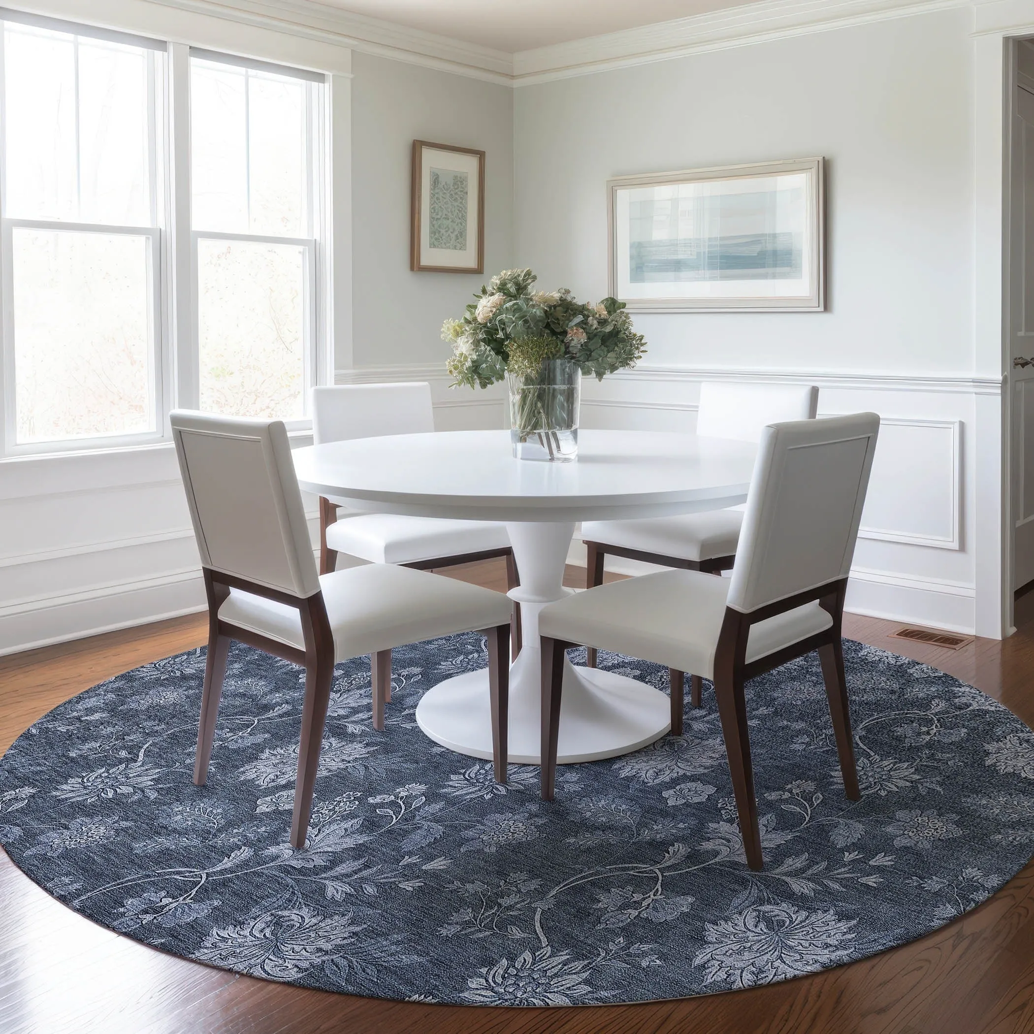 Machine Washable Indoor/ Outdoor Chantille Floral Farmhouse Rug