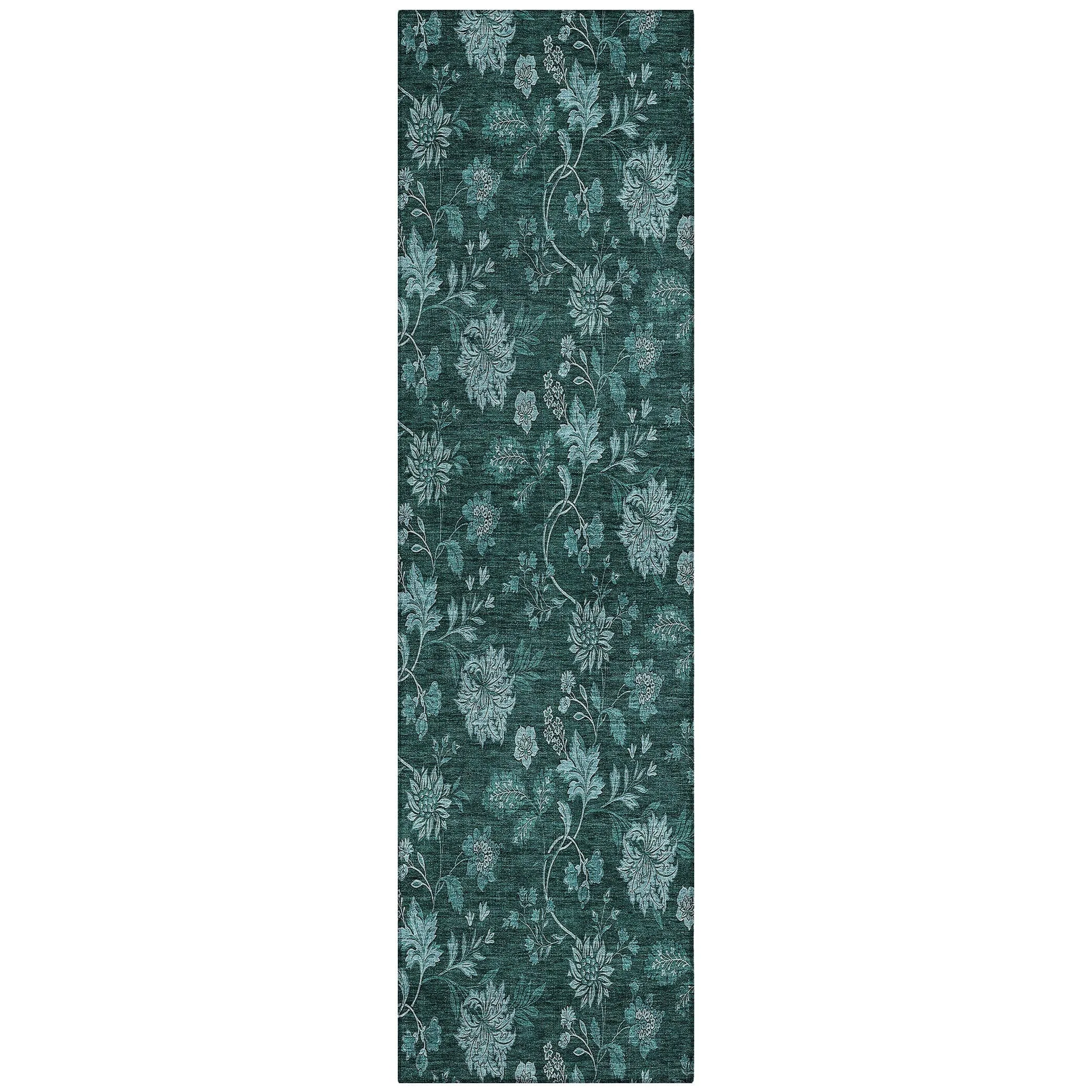 Machine Washable Indoor/ Outdoor Chantille Floral Farmhouse Rug