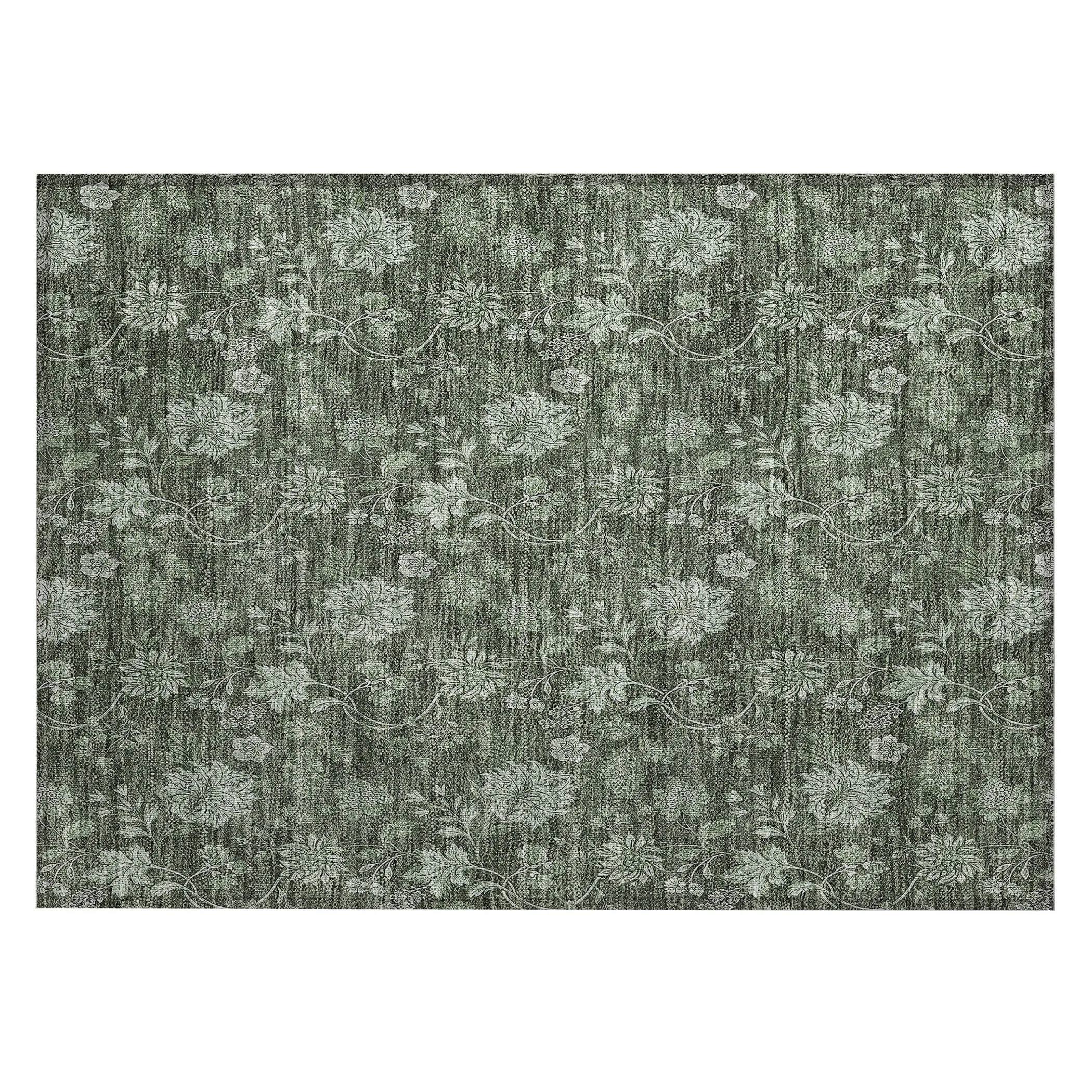 Machine Washable Indoor/ Outdoor Chantille Floral Farmhouse Rug