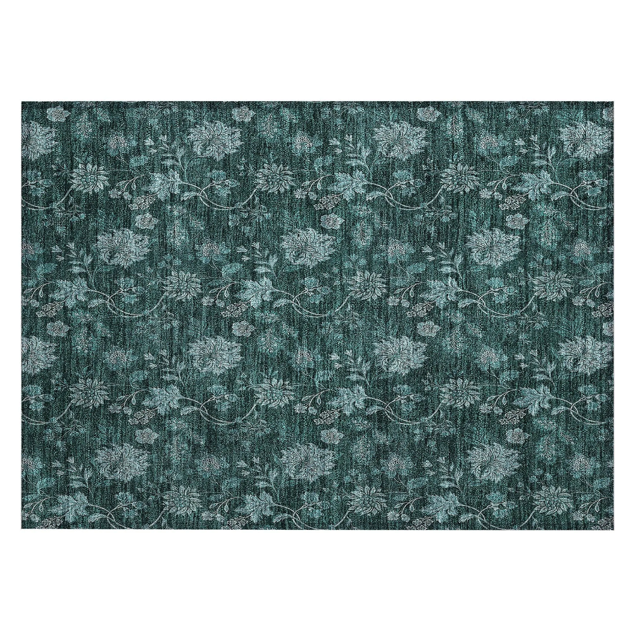 Machine Washable Indoor/ Outdoor Chantille Floral Farmhouse Rug