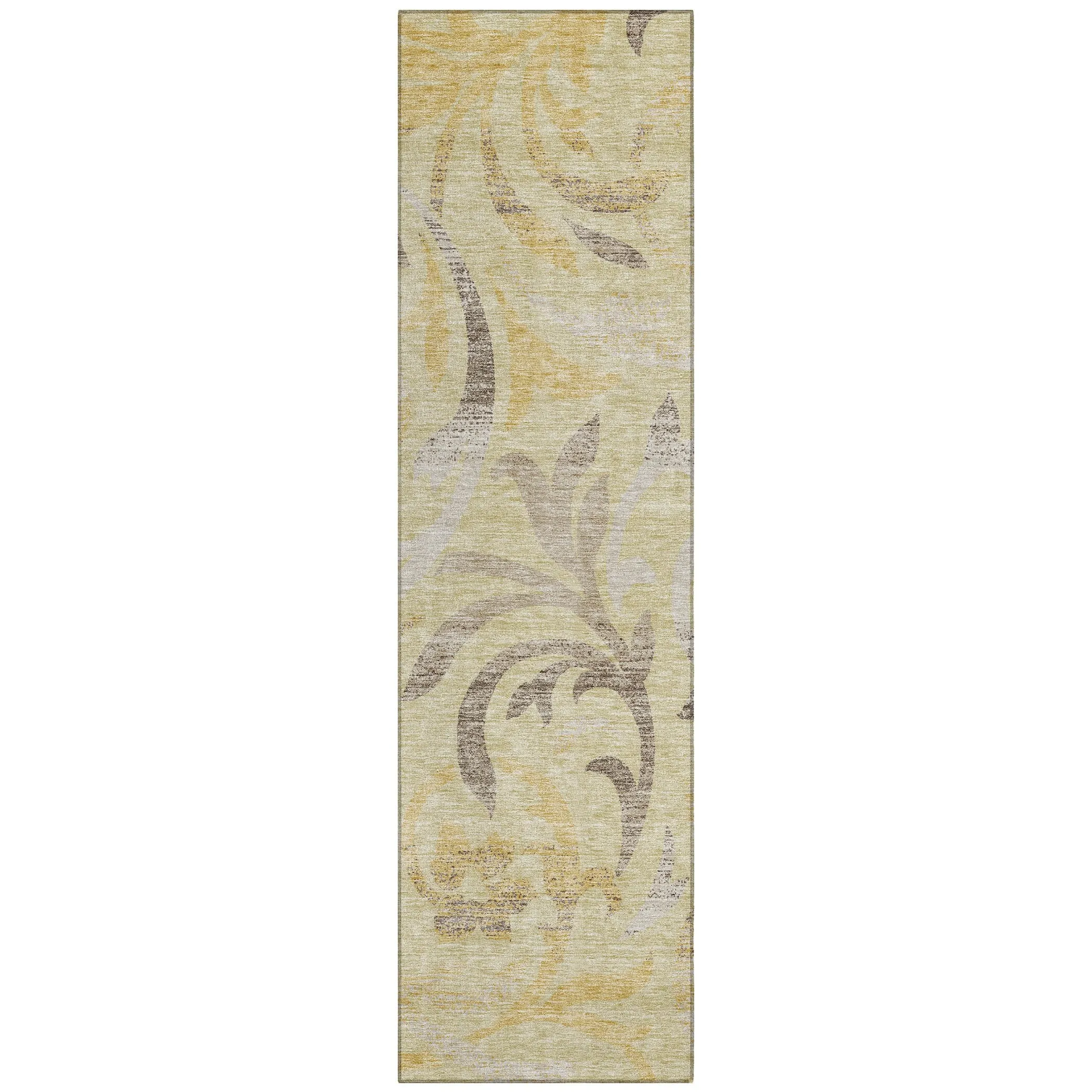 Machine Washable Indoor/ Outdoor Chantille Floral Scroll Rug