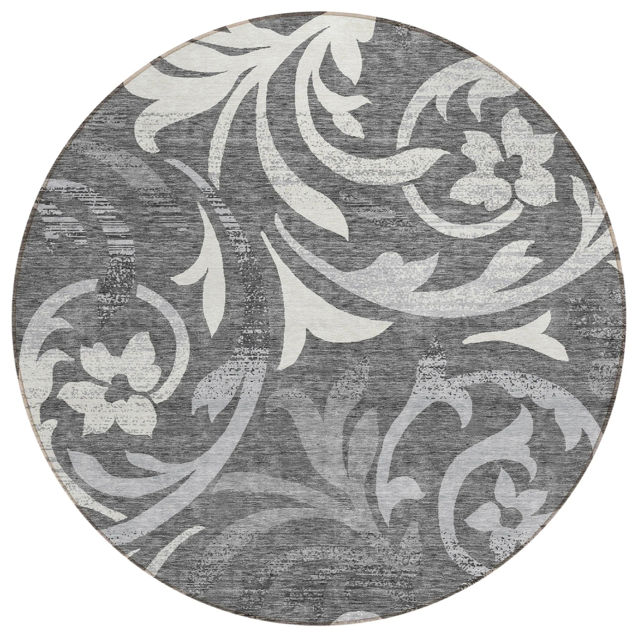 Machine Washable Indoor/ Outdoor Chantille Floral Scroll Rug
