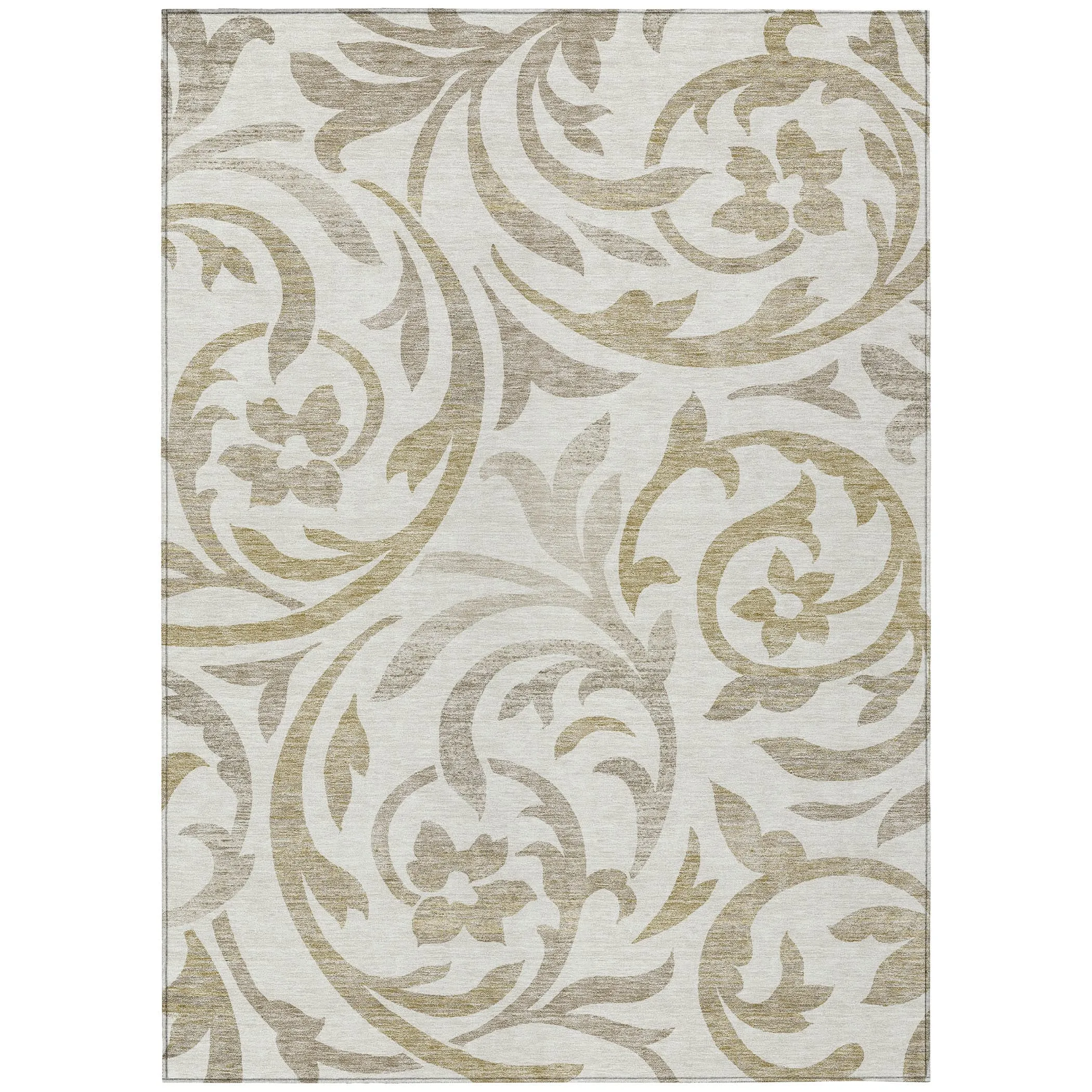 Machine Washable Indoor/ Outdoor Chantille Floral Scroll Rug