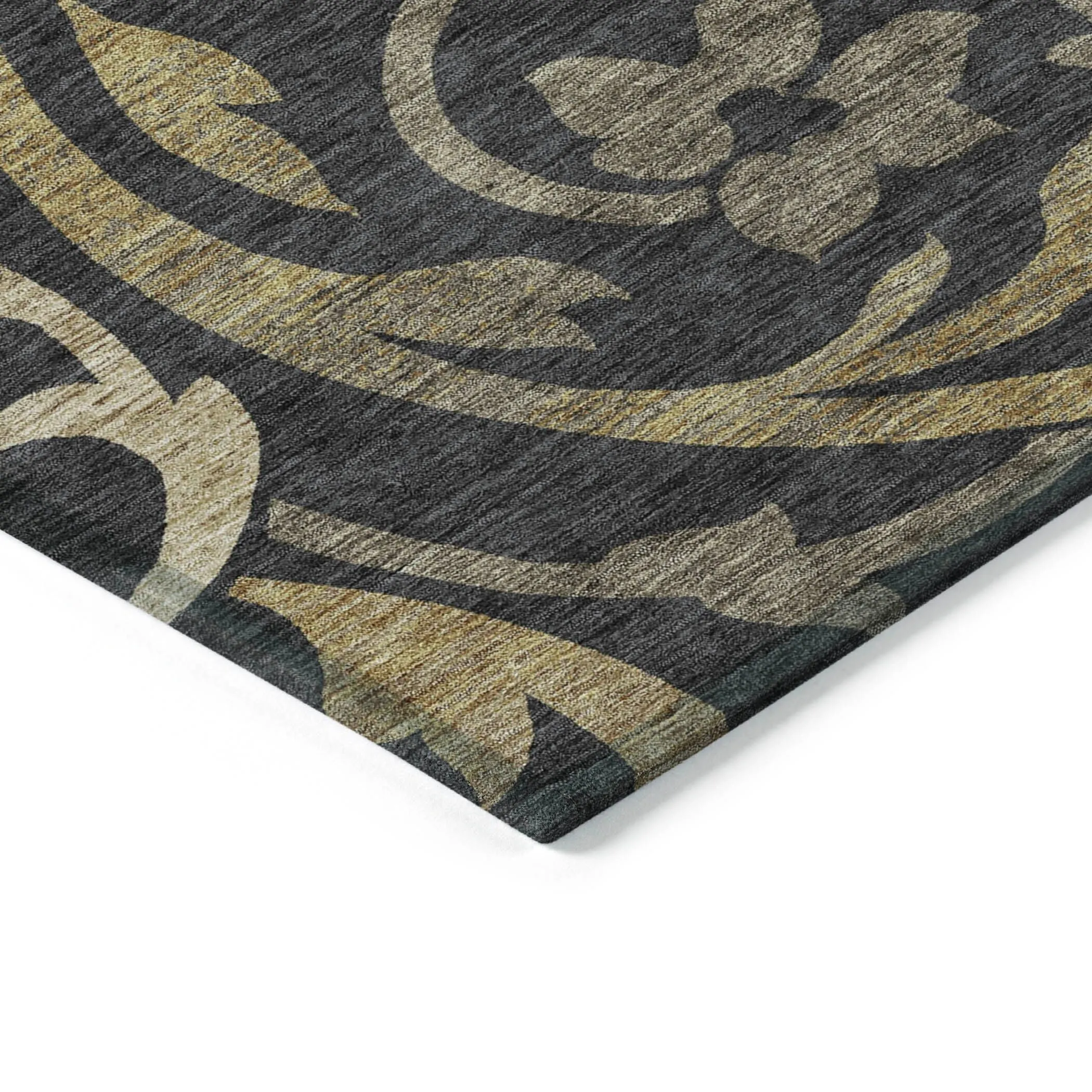 Machine Washable Indoor/ Outdoor Chantille Floral Scroll Rug