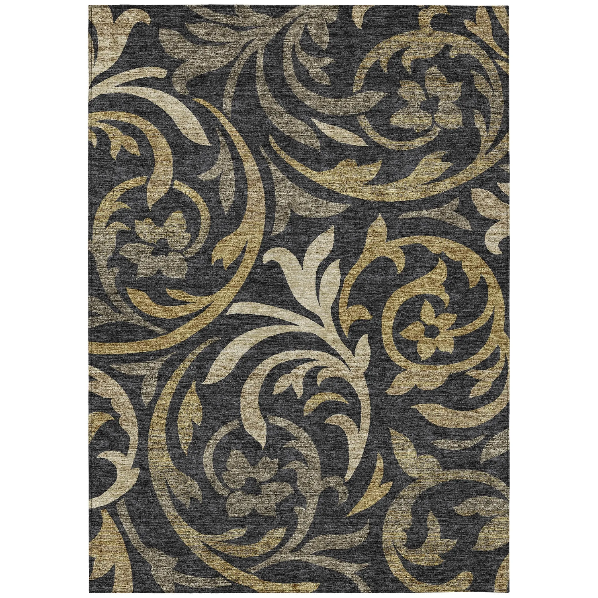 Machine Washable Indoor/ Outdoor Chantille Floral Scroll Rug