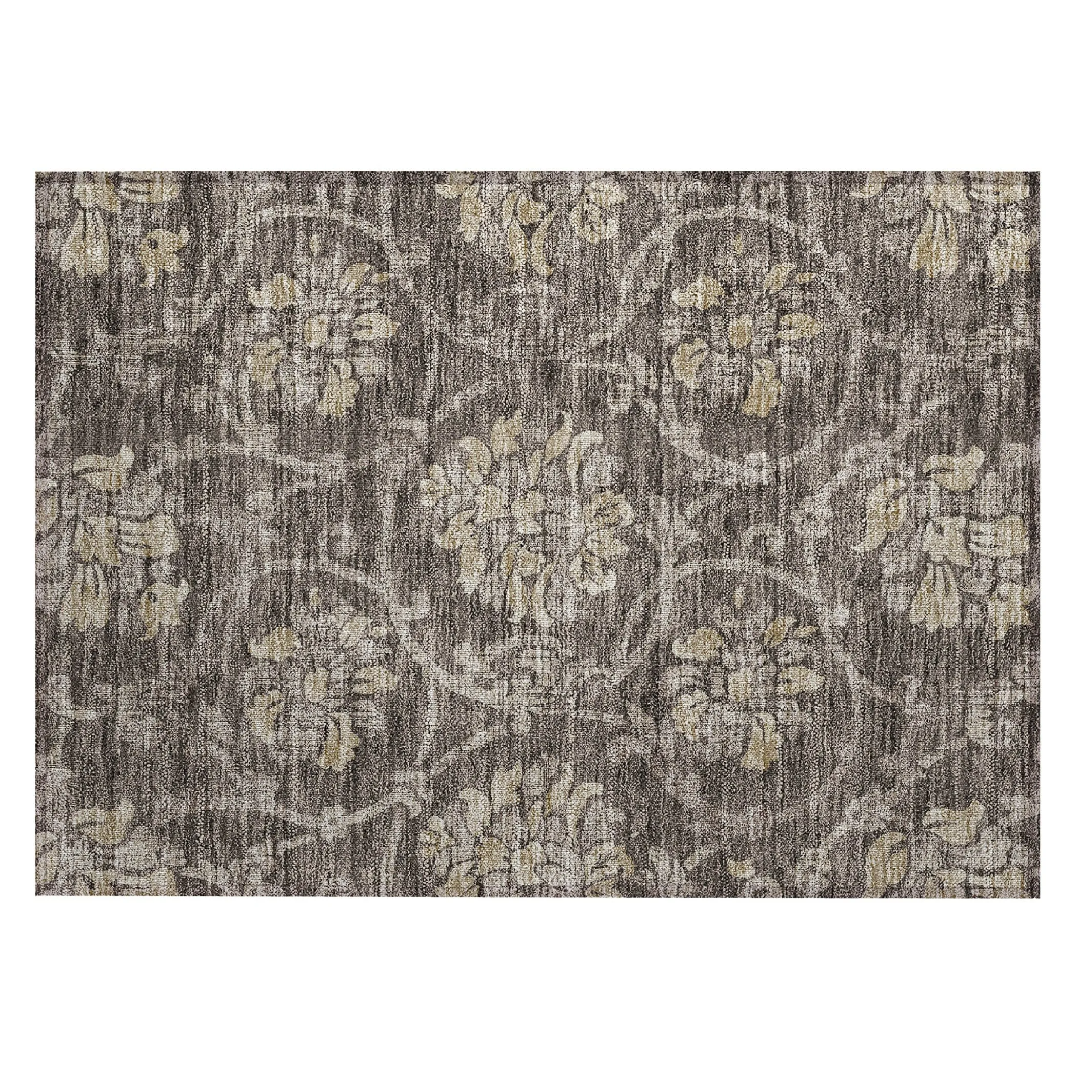 Machine Washable Indoor/ Outdoor Chantille Floral Scroll Rug
