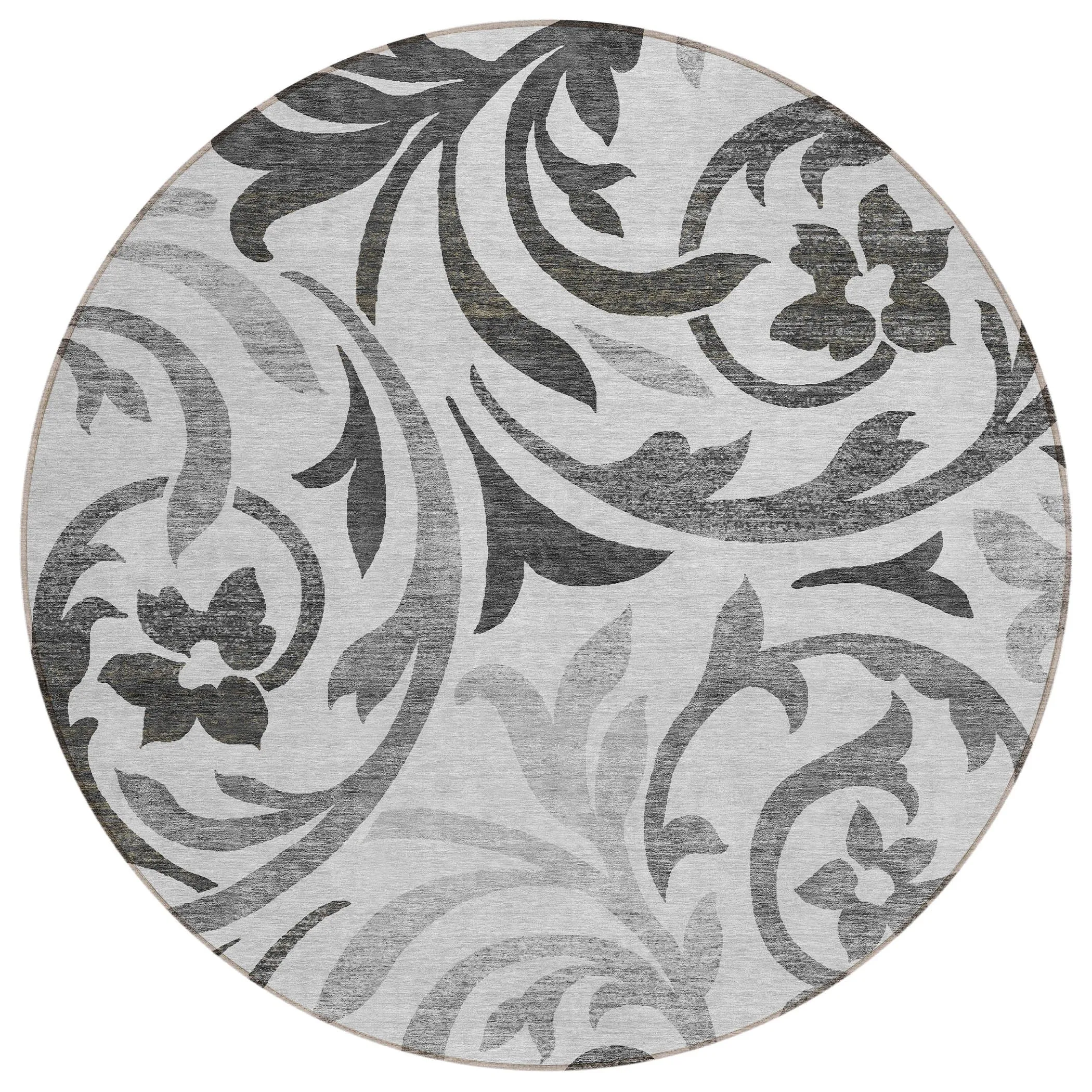 Machine Washable Indoor/ Outdoor Chantille Floral Scroll Rug