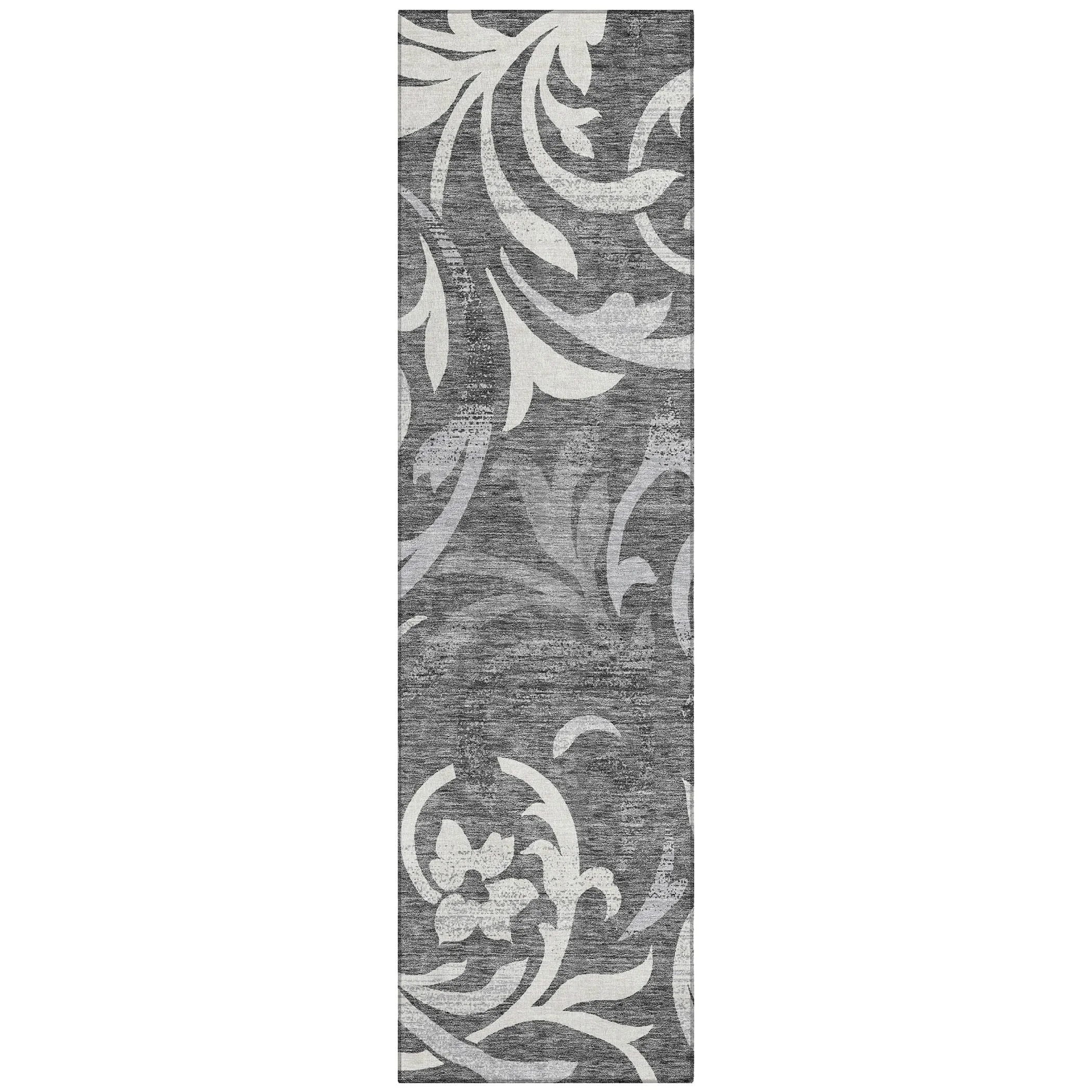 Machine Washable Indoor/ Outdoor Chantille Floral Scroll Rug
