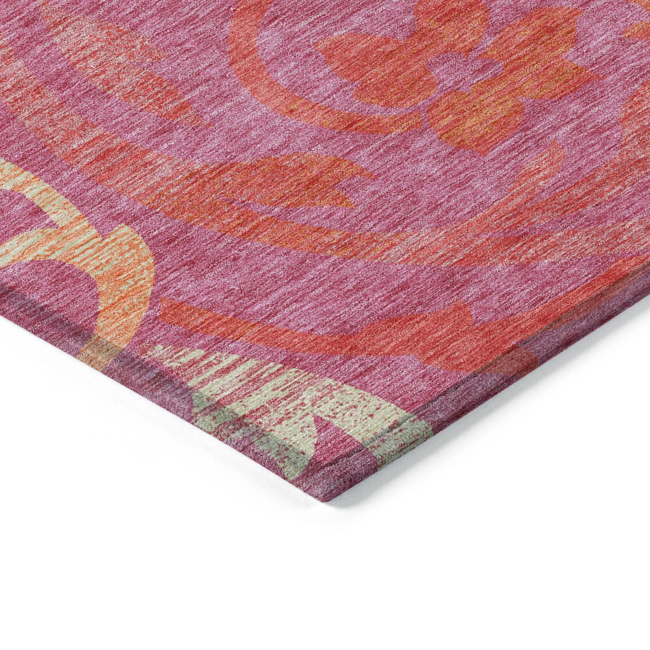 Machine Washable Indoor/ Outdoor Chantille Floral Scroll Rug