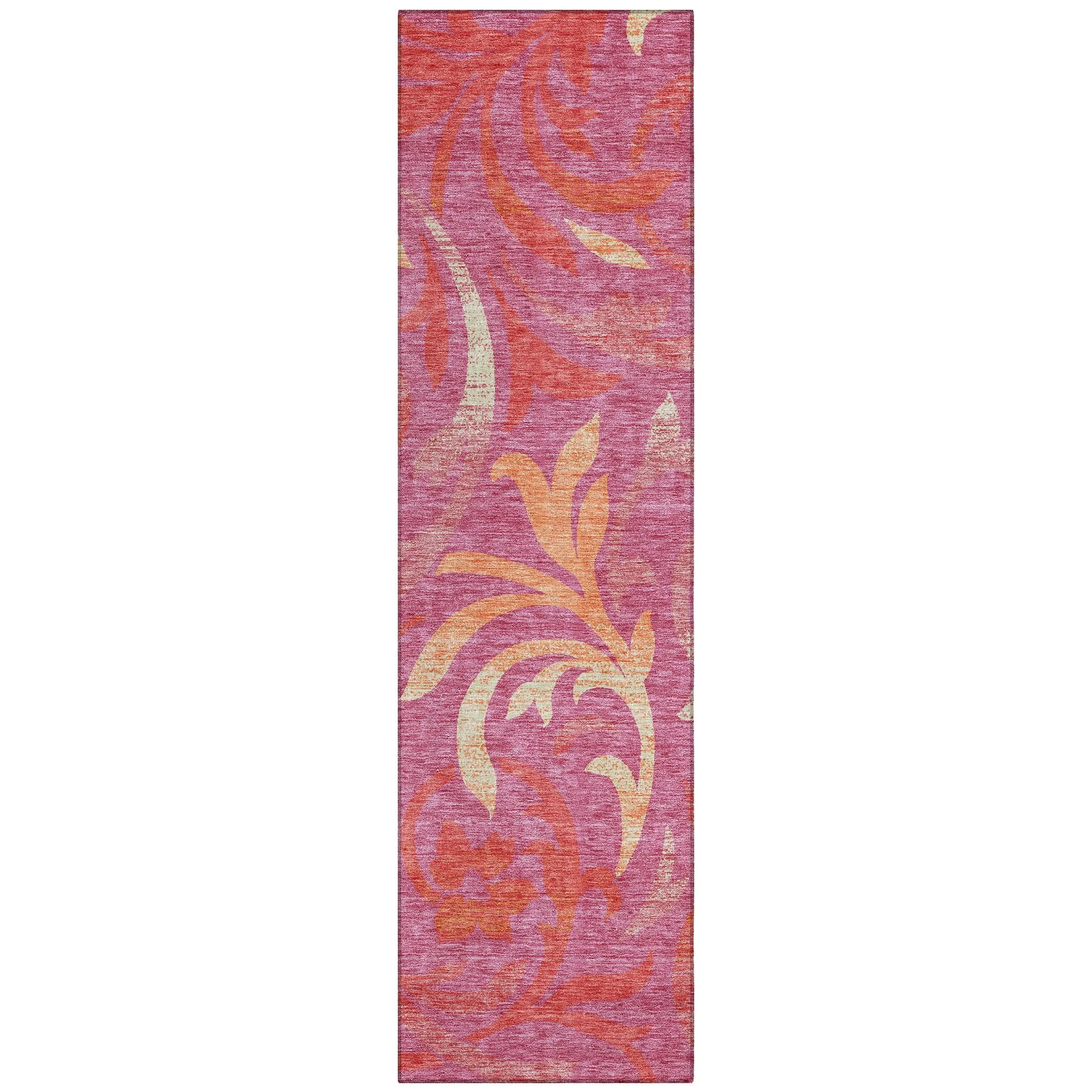 Machine Washable Indoor/ Outdoor Chantille Floral Scroll Rug