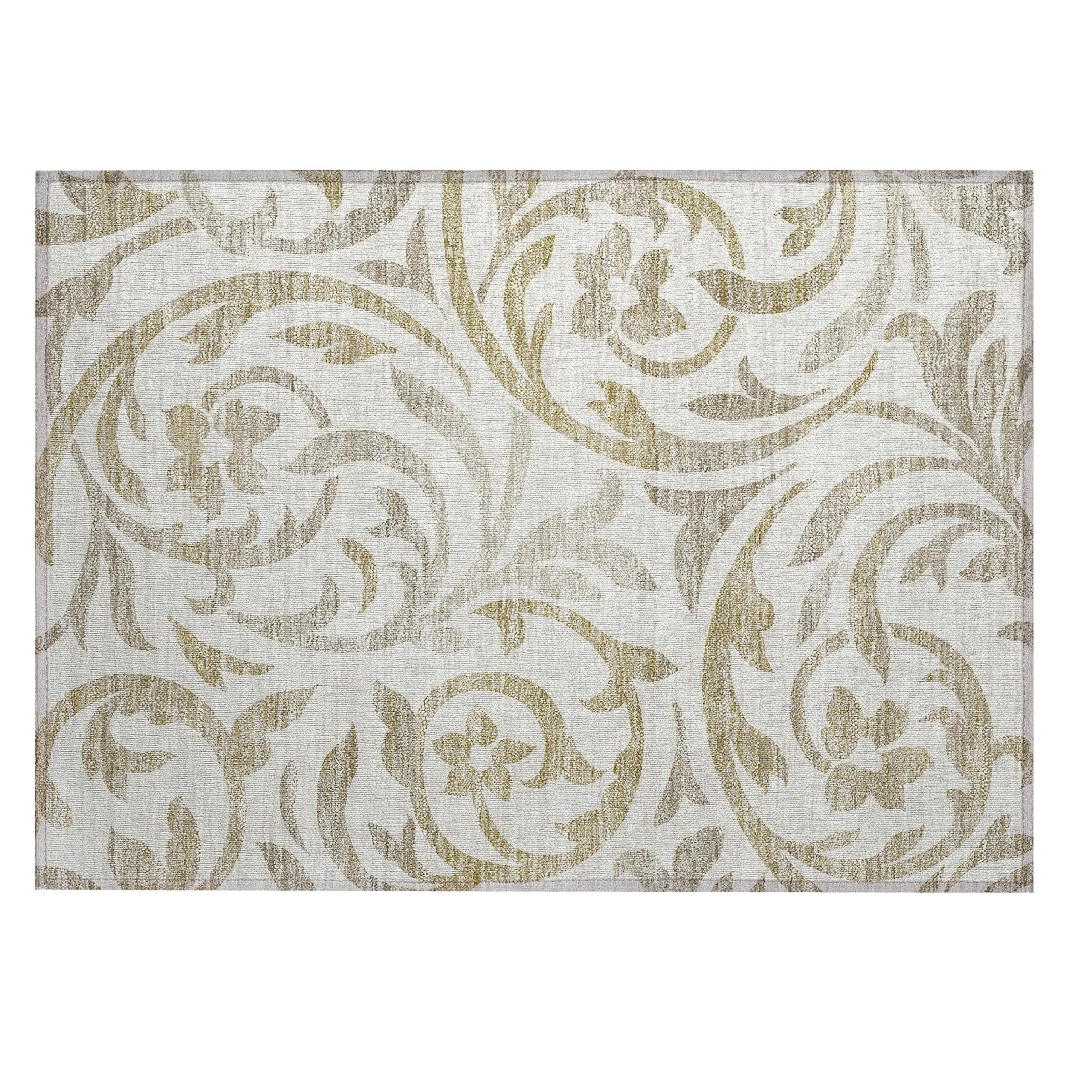 Machine Washable Indoor/ Outdoor Chantille Floral Scroll Rug