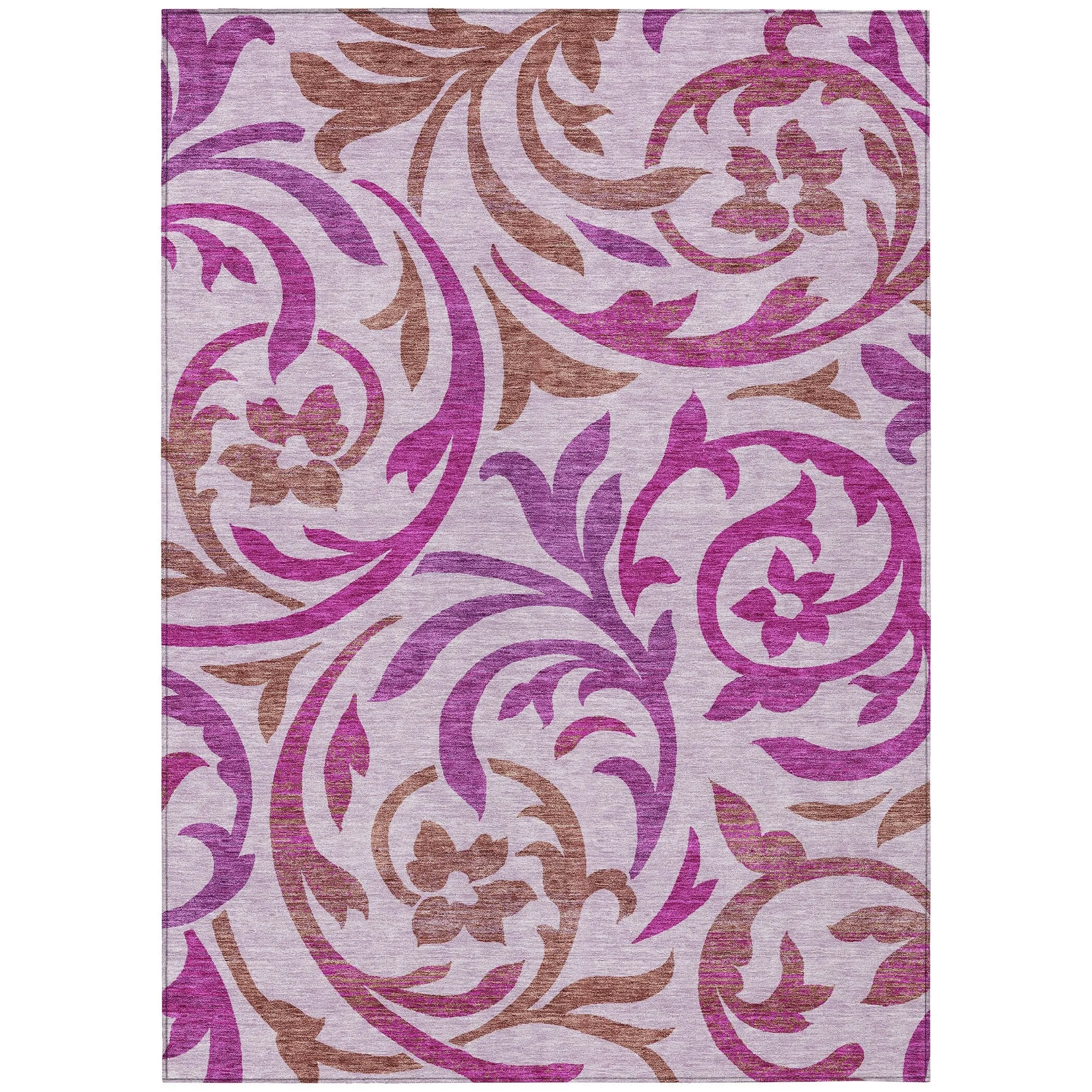 Machine Washable Indoor/ Outdoor Chantille Floral Scroll Rug