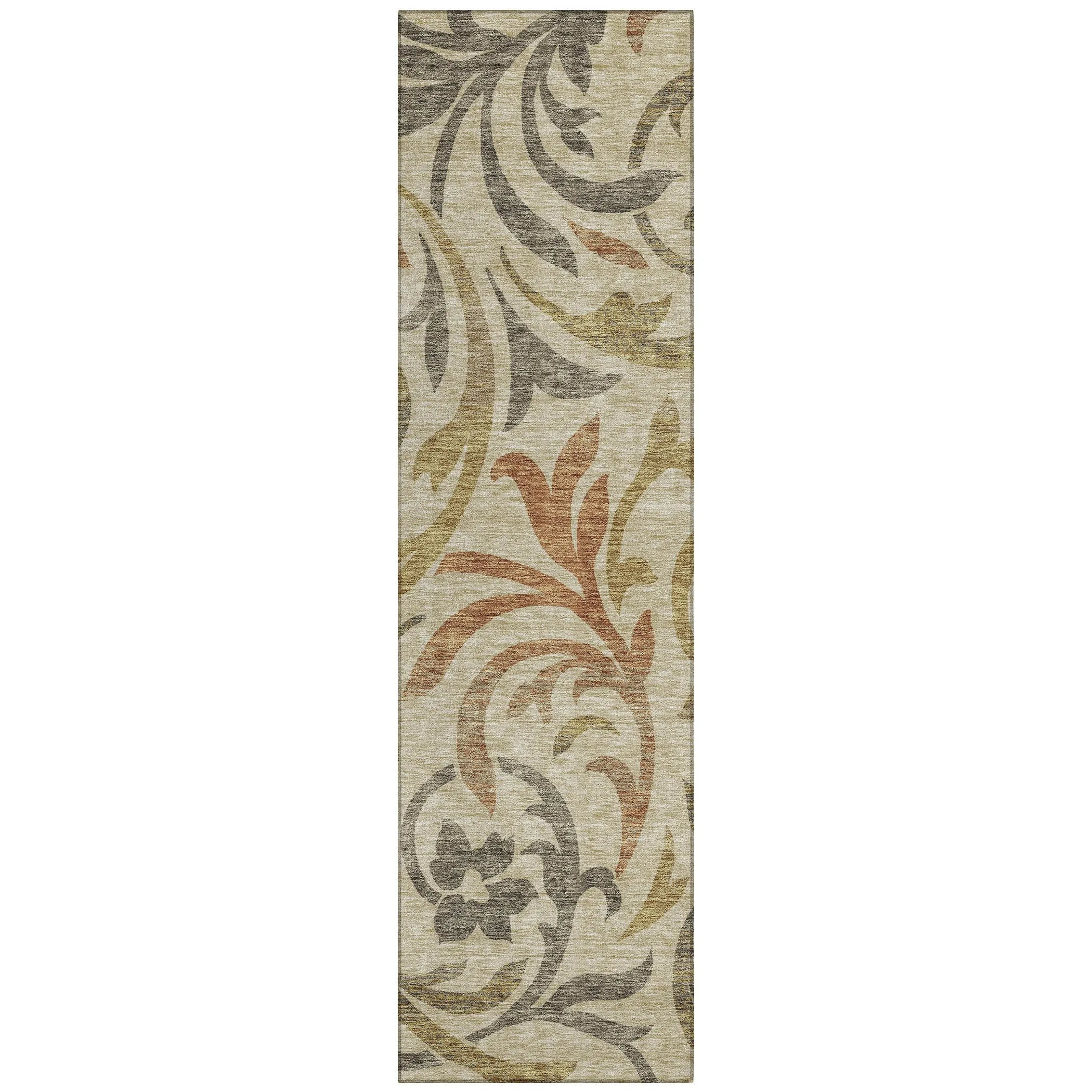 Machine Washable Indoor/ Outdoor Chantille Floral Scroll Rug