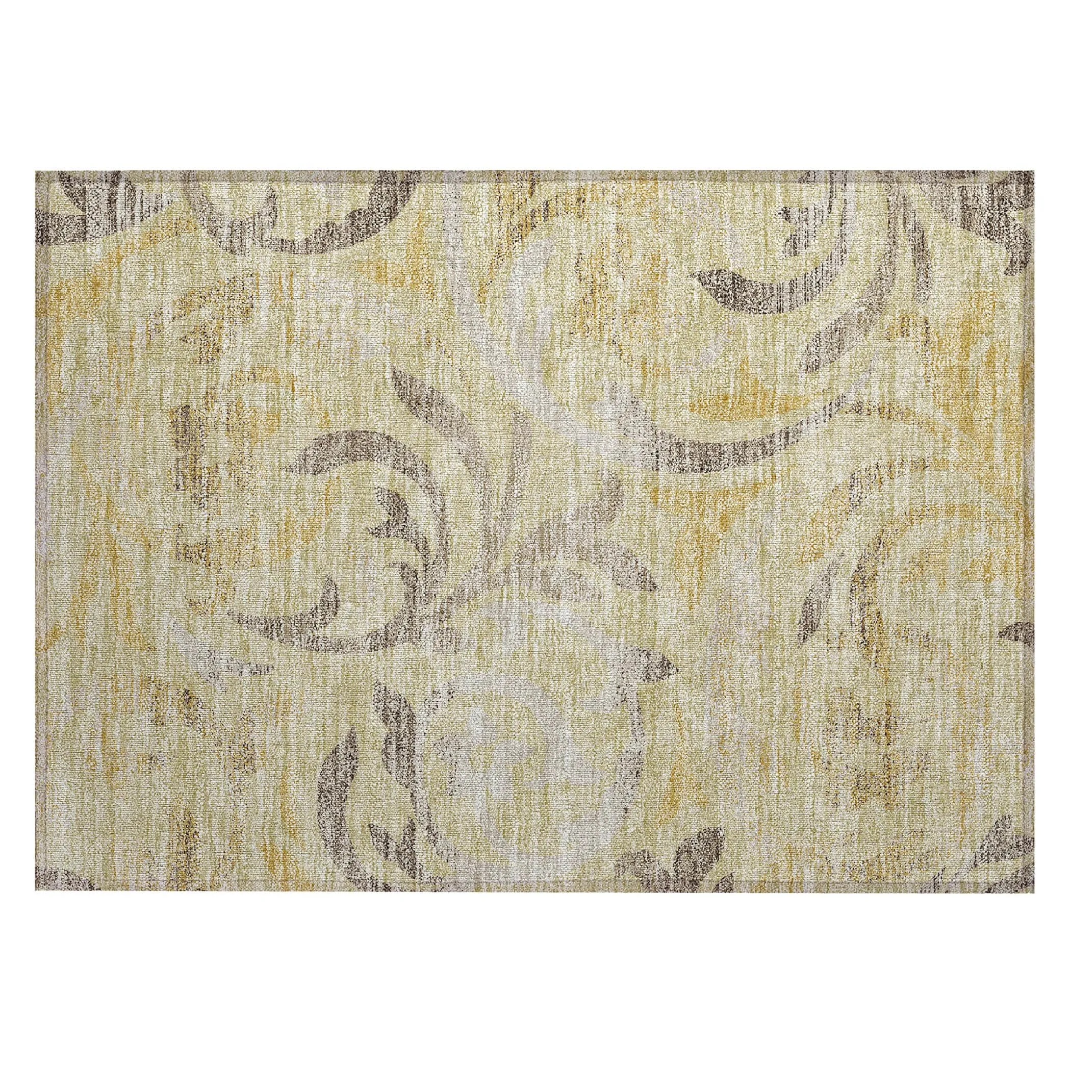 Machine Washable Indoor/ Outdoor Chantille Floral Scroll Rug