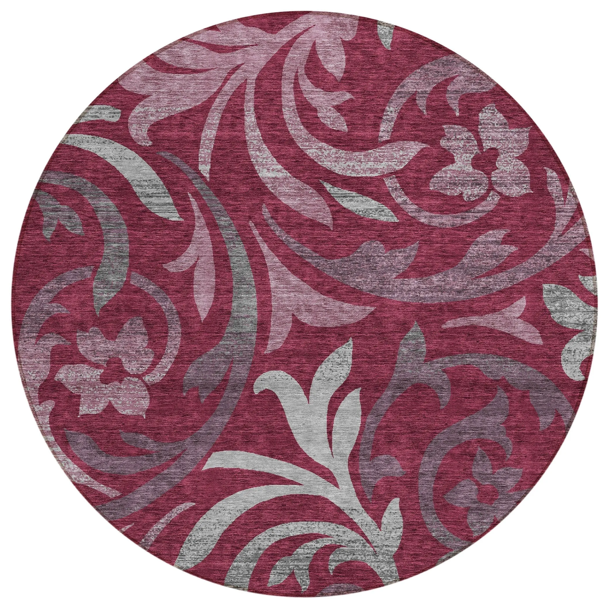 Machine Washable Indoor/ Outdoor Chantille Floral Scroll Rug