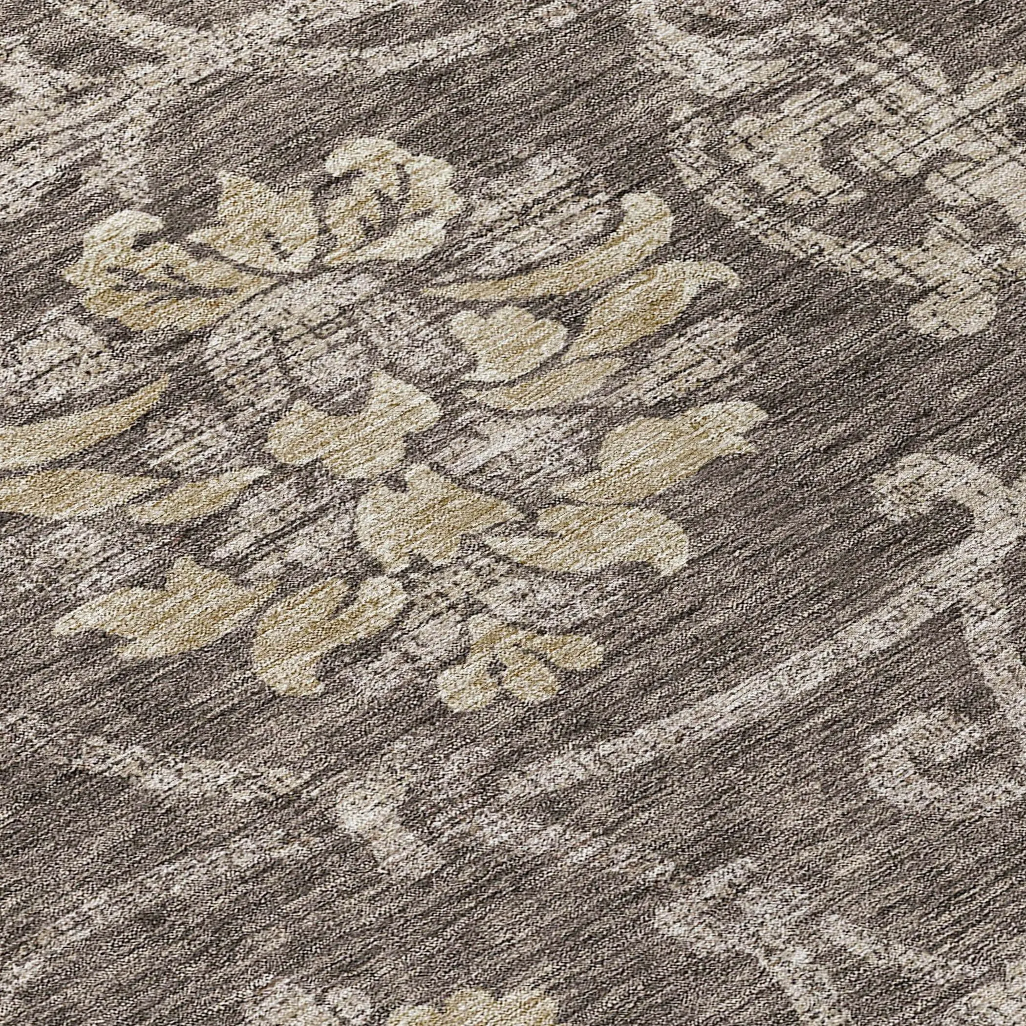 Machine Washable Indoor/ Outdoor Chantille Floral Scroll Rug