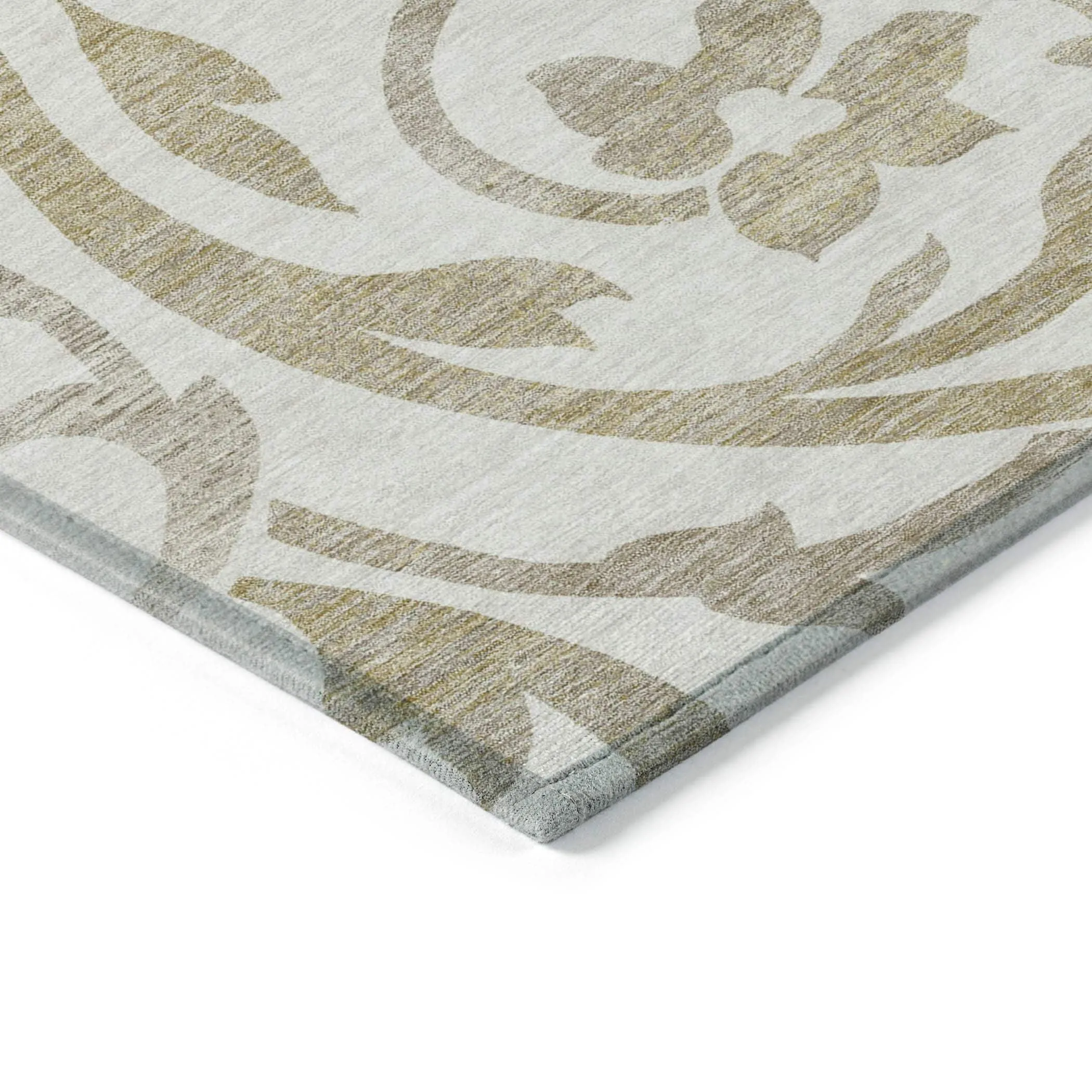 Machine Washable Indoor/ Outdoor Chantille Floral Scroll Rug