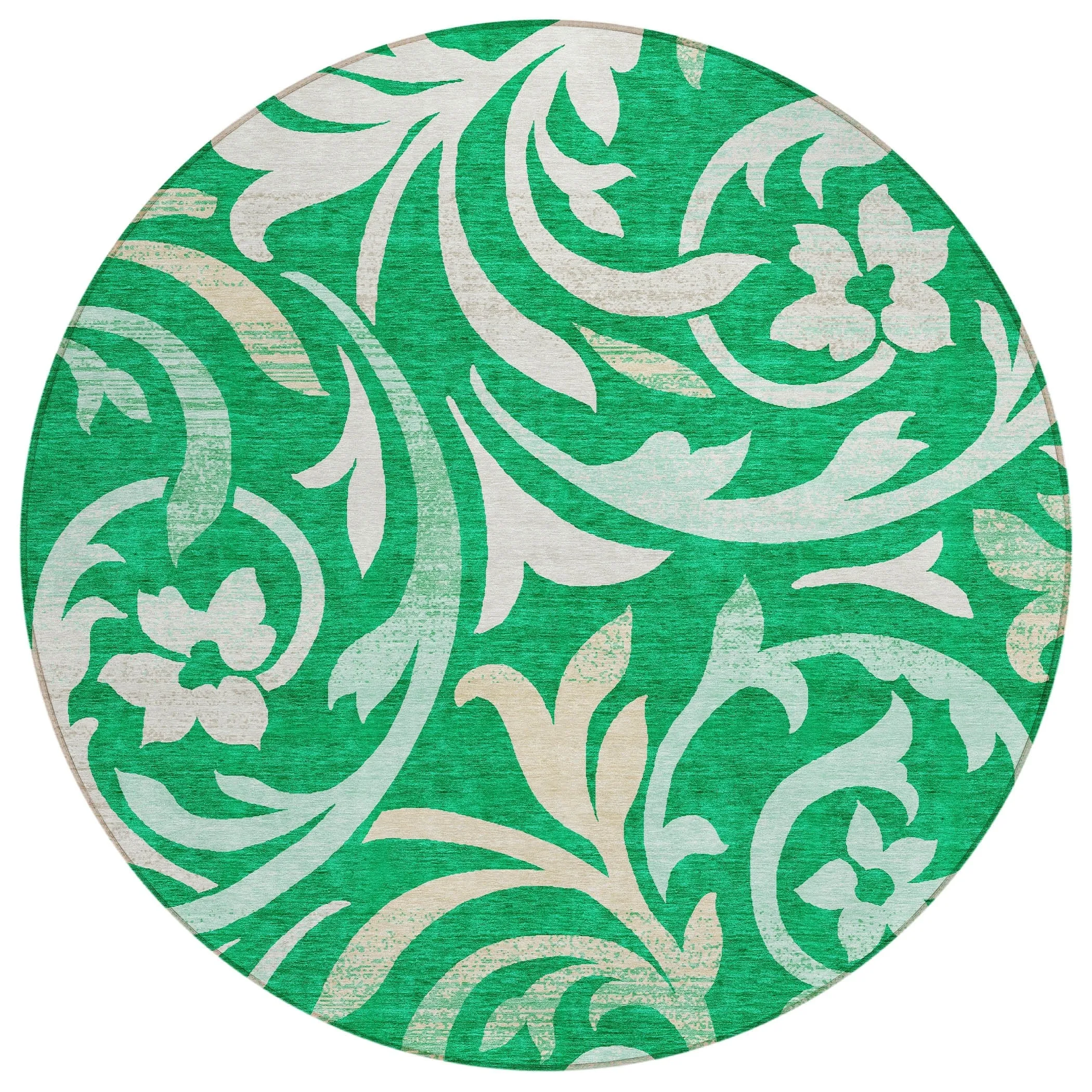 Machine Washable Indoor/ Outdoor Chantille Floral Scroll Rug