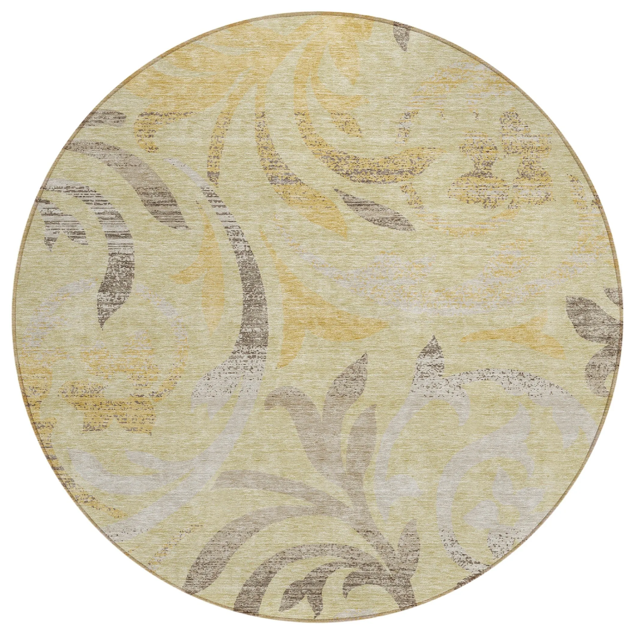 Machine Washable Indoor/ Outdoor Chantille Floral Scroll Rug