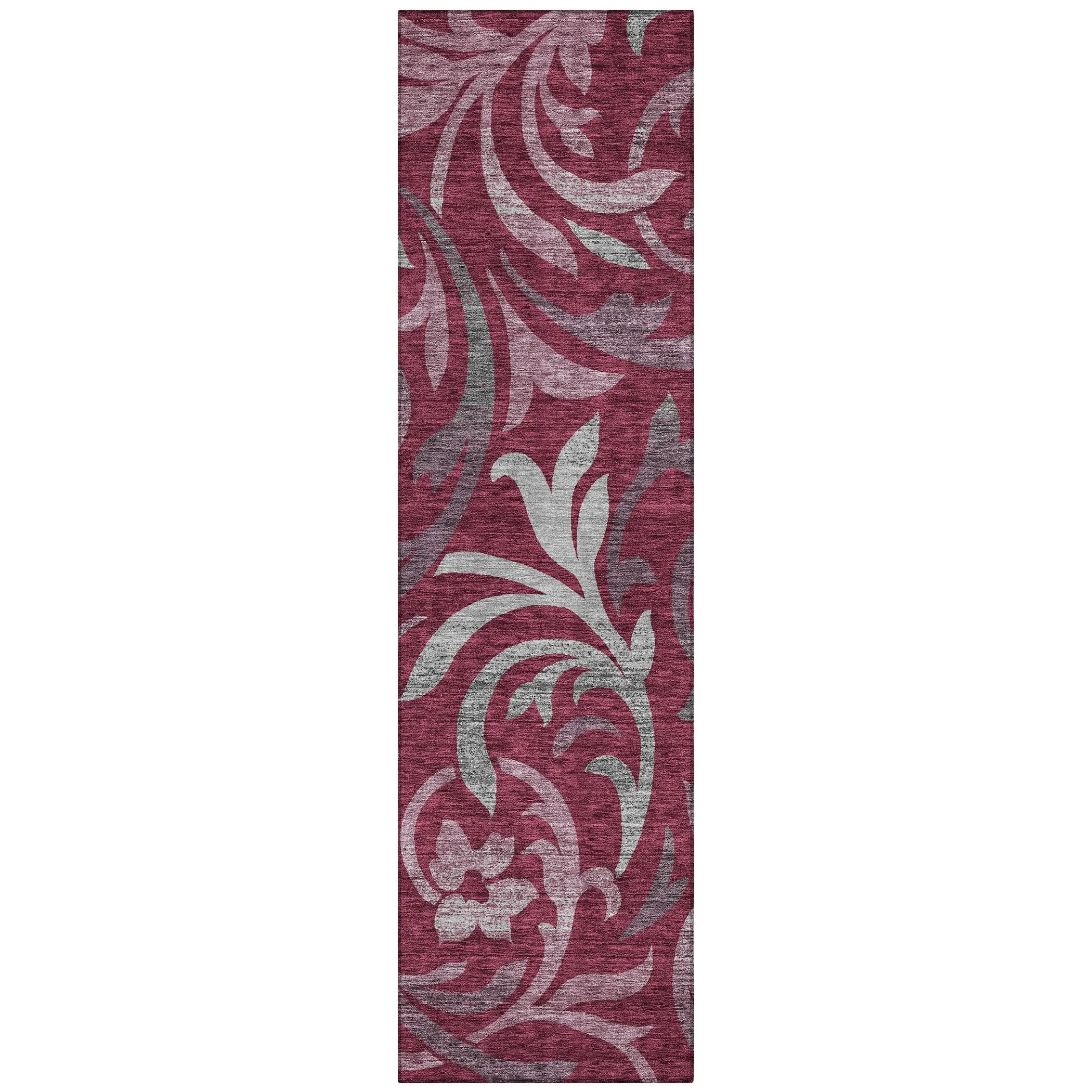 Machine Washable Indoor/ Outdoor Chantille Floral Scroll Rug