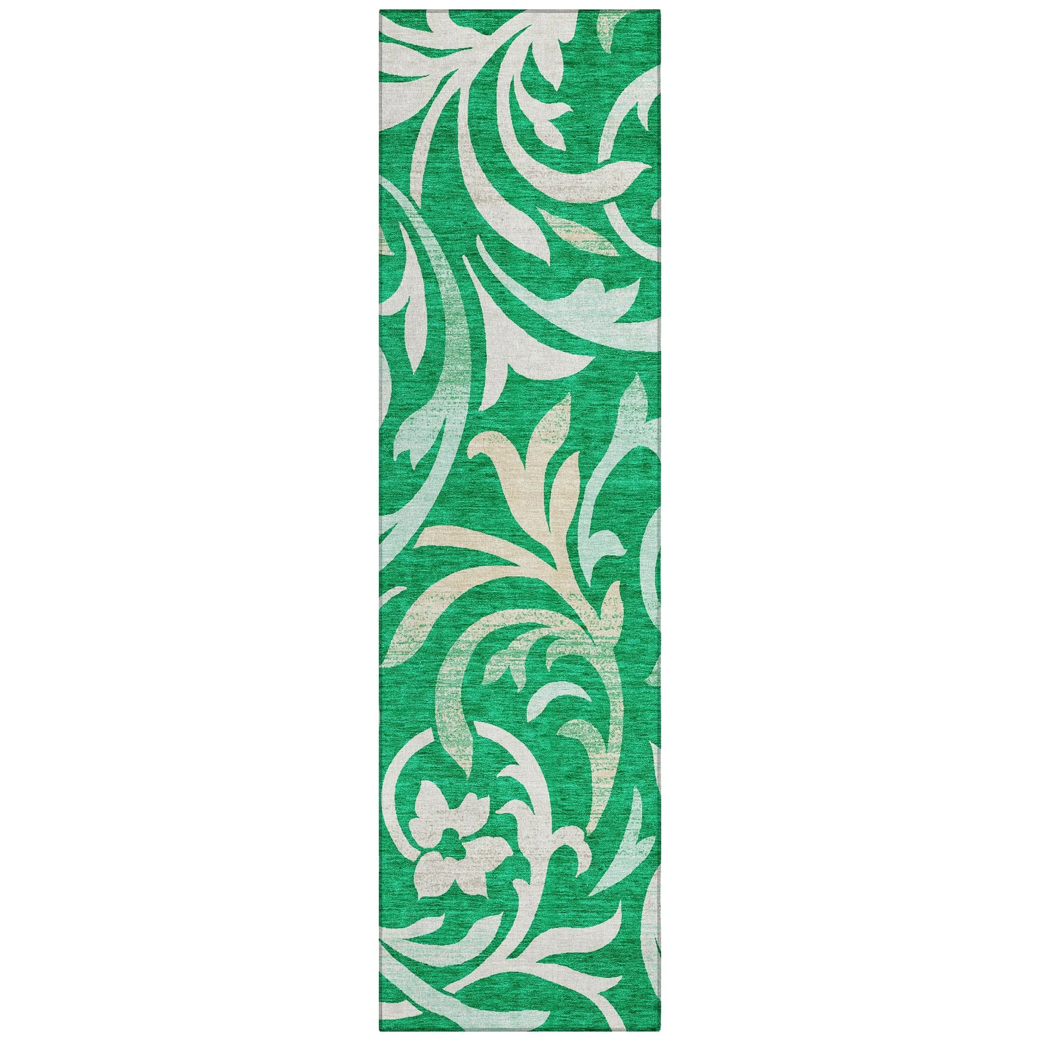 Machine Washable Indoor/ Outdoor Chantille Floral Scroll Rug