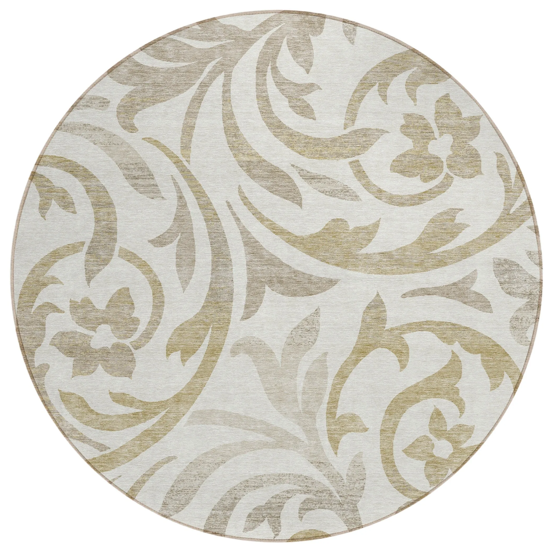 Machine Washable Indoor/ Outdoor Chantille Floral Scroll Rug