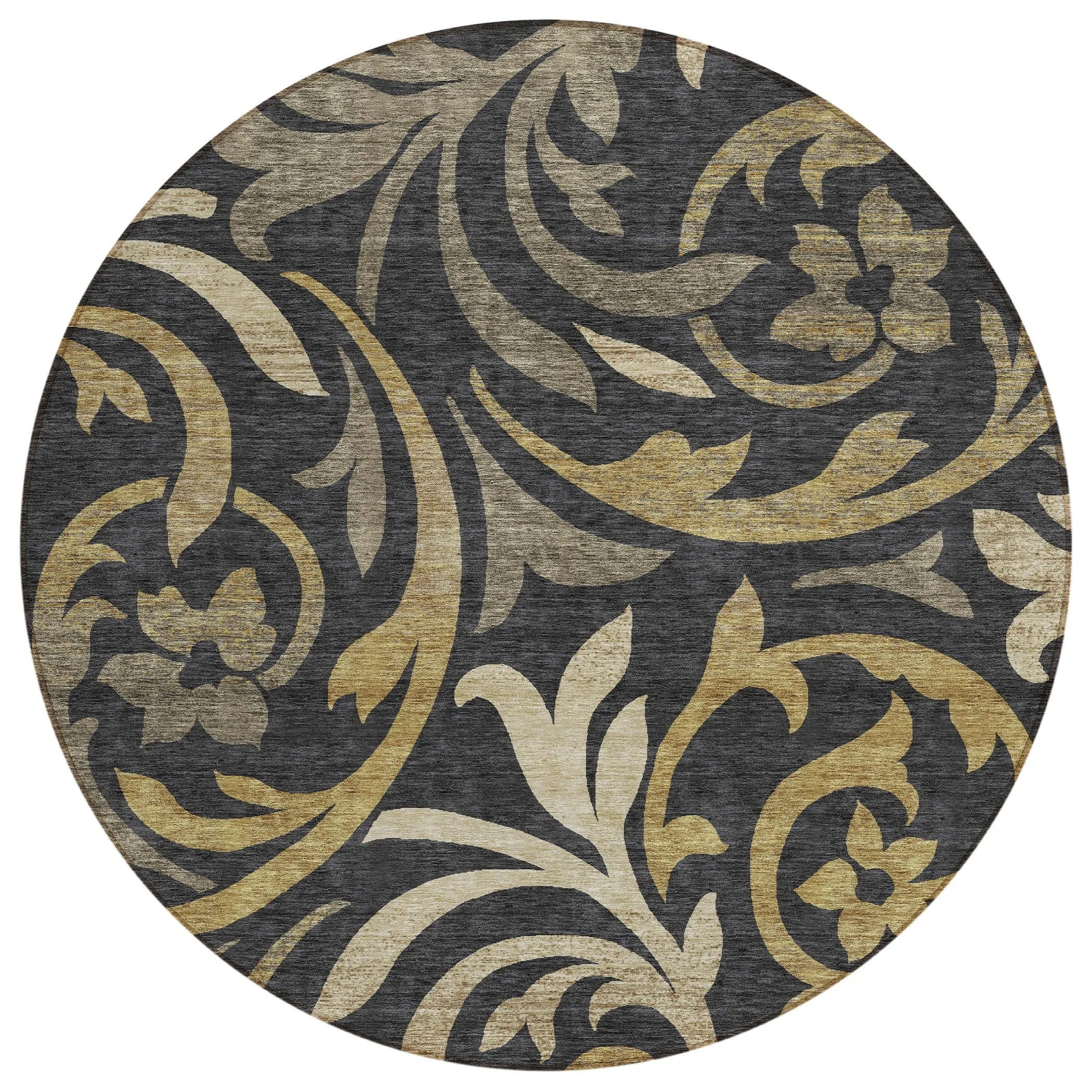 Machine Washable Indoor/ Outdoor Chantille Floral Scroll Rug