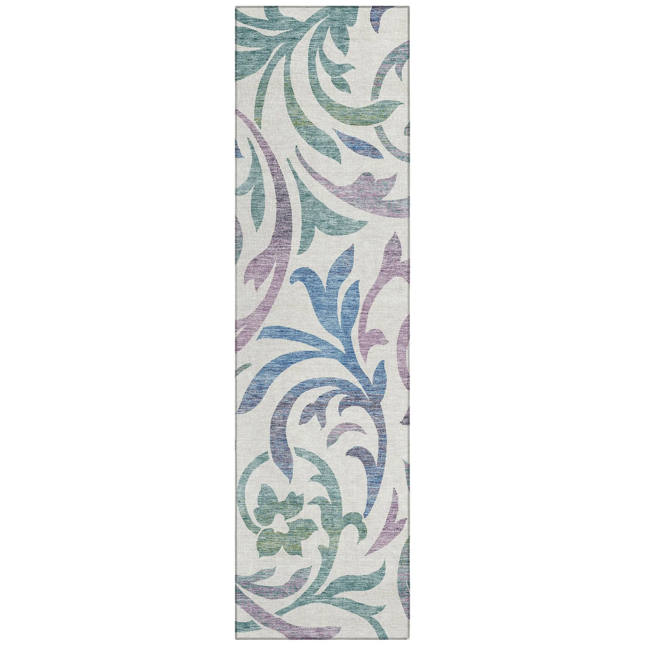 Machine Washable Indoor/ Outdoor Chantille Floral Scroll Rug