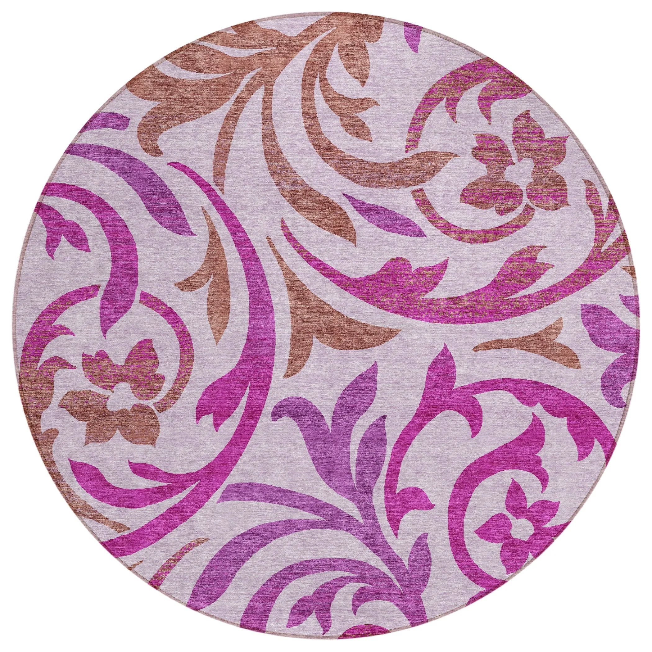 Machine Washable Indoor/ Outdoor Chantille Floral Scroll Rug