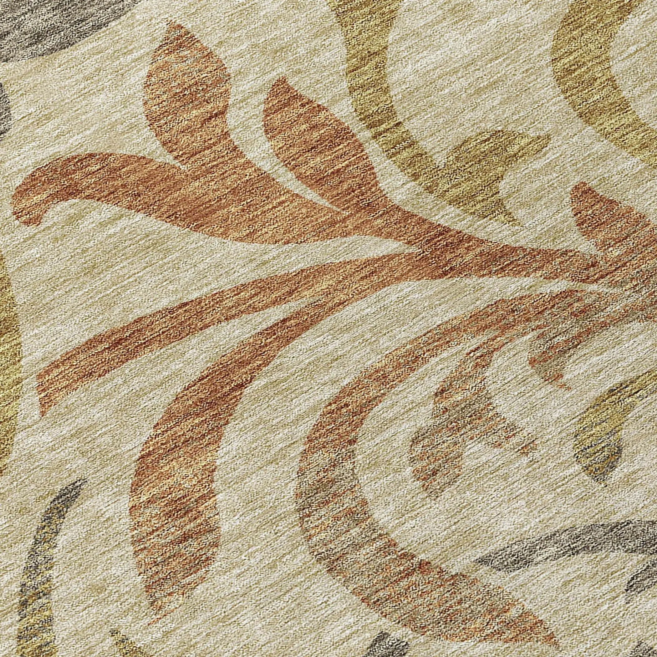Machine Washable Indoor/ Outdoor Chantille Floral Scroll Rug