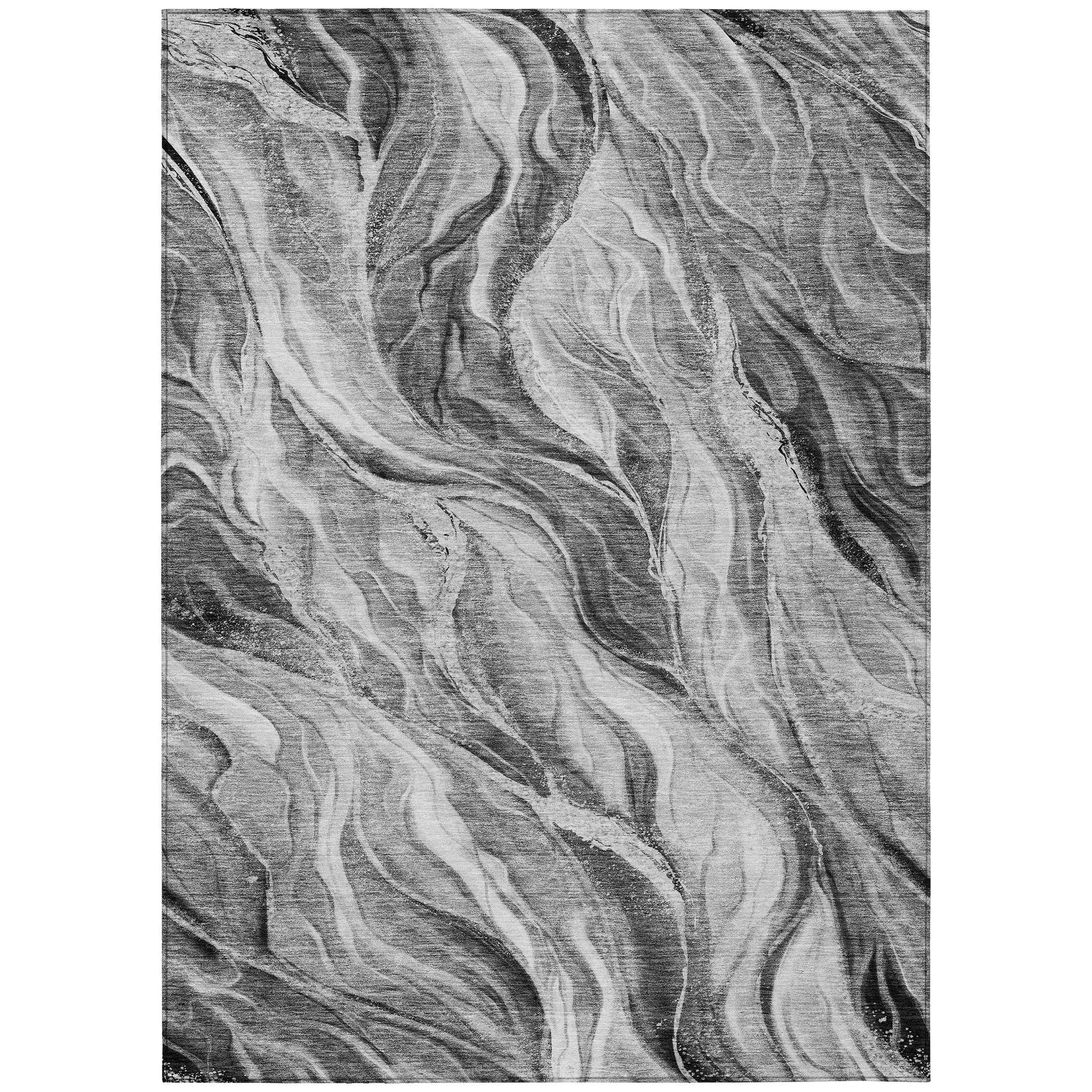 Machine Washable Indoor/ Outdoor Chantille Moden Waves Rug