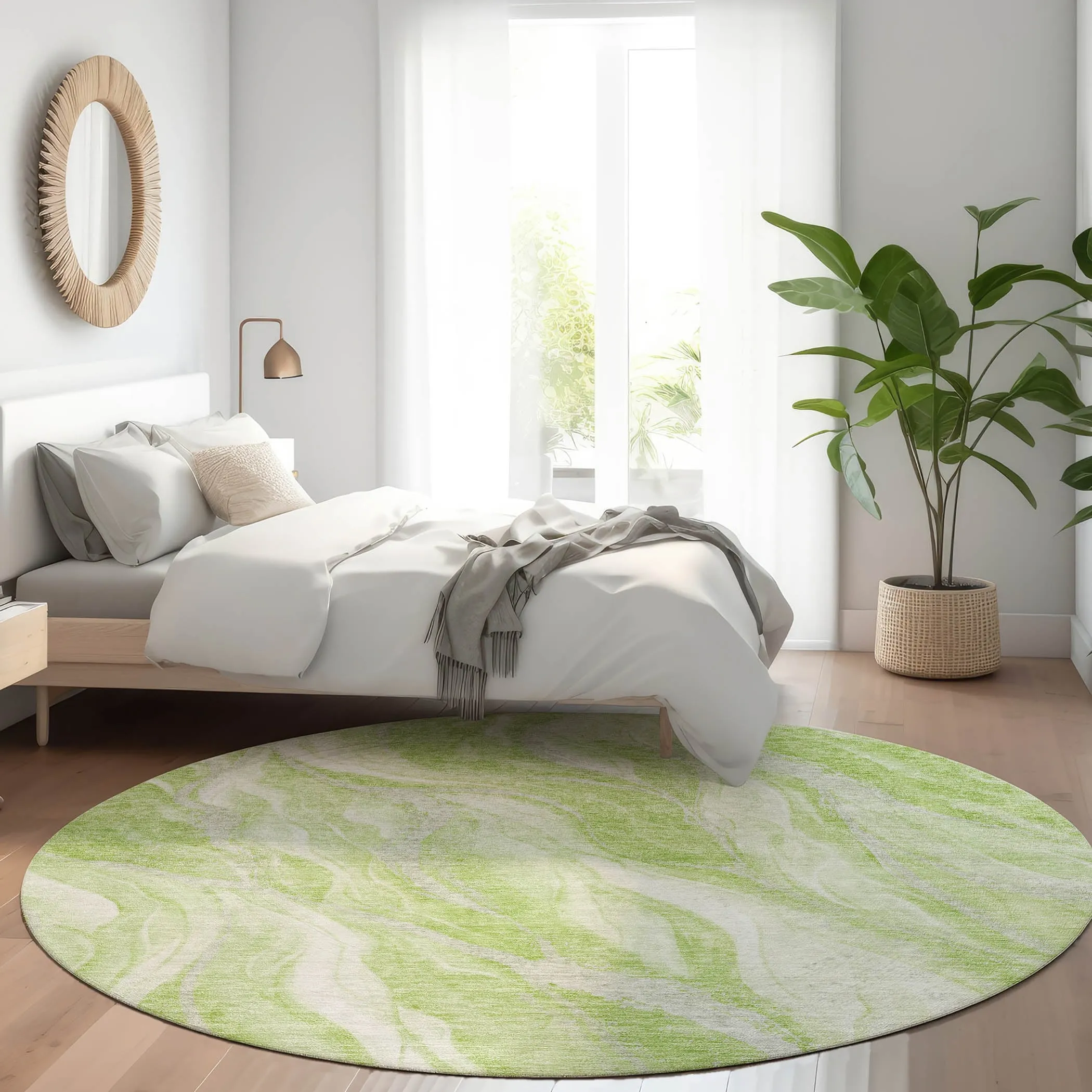 Machine Washable Indoor/ Outdoor Chantille Moden Waves Rug
