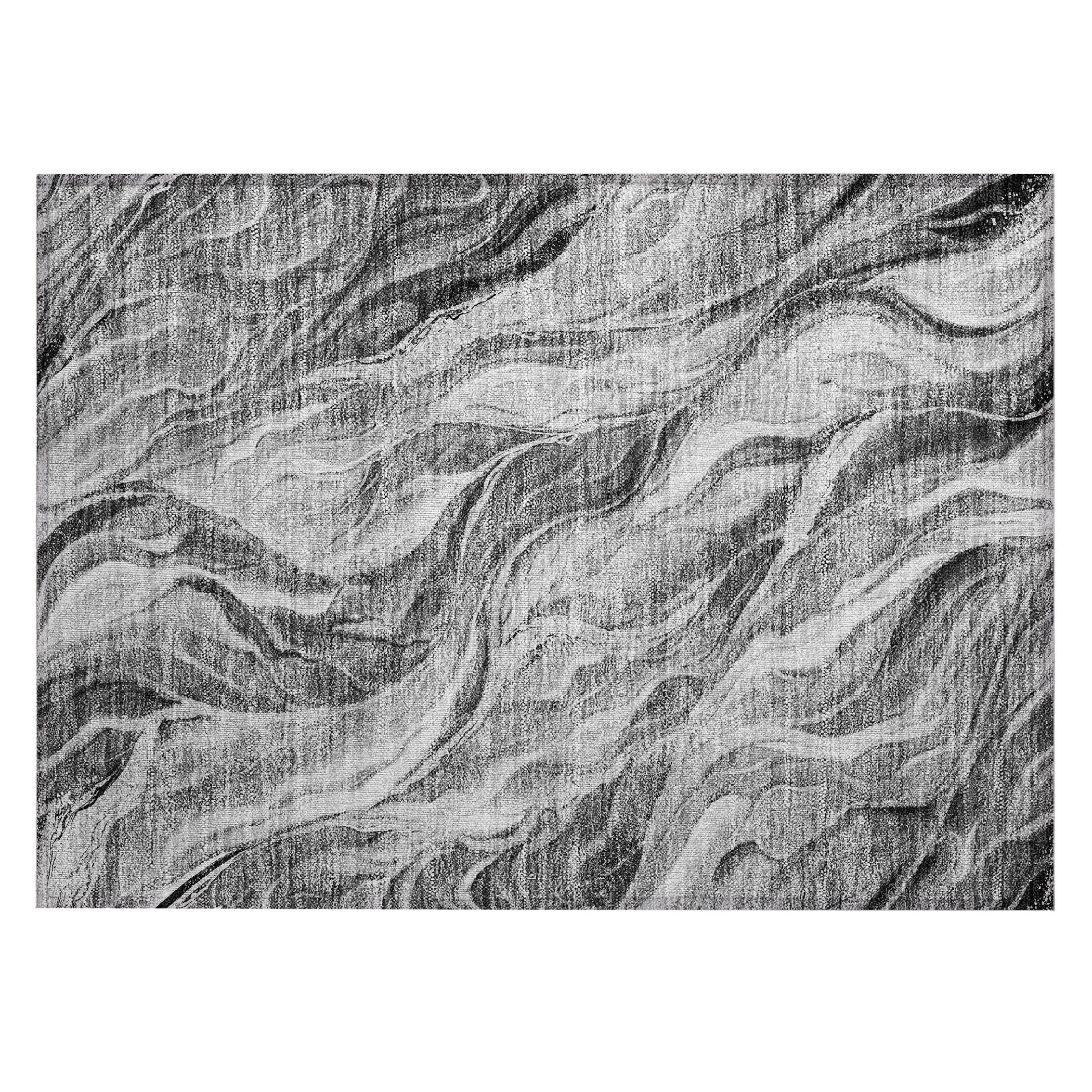 Machine Washable Indoor/ Outdoor Chantille Moden Waves Rug
