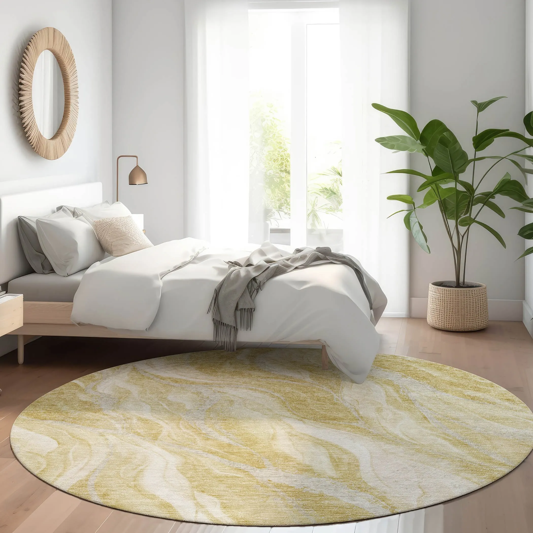 Machine Washable Indoor/ Outdoor Chantille Moden Waves Rug